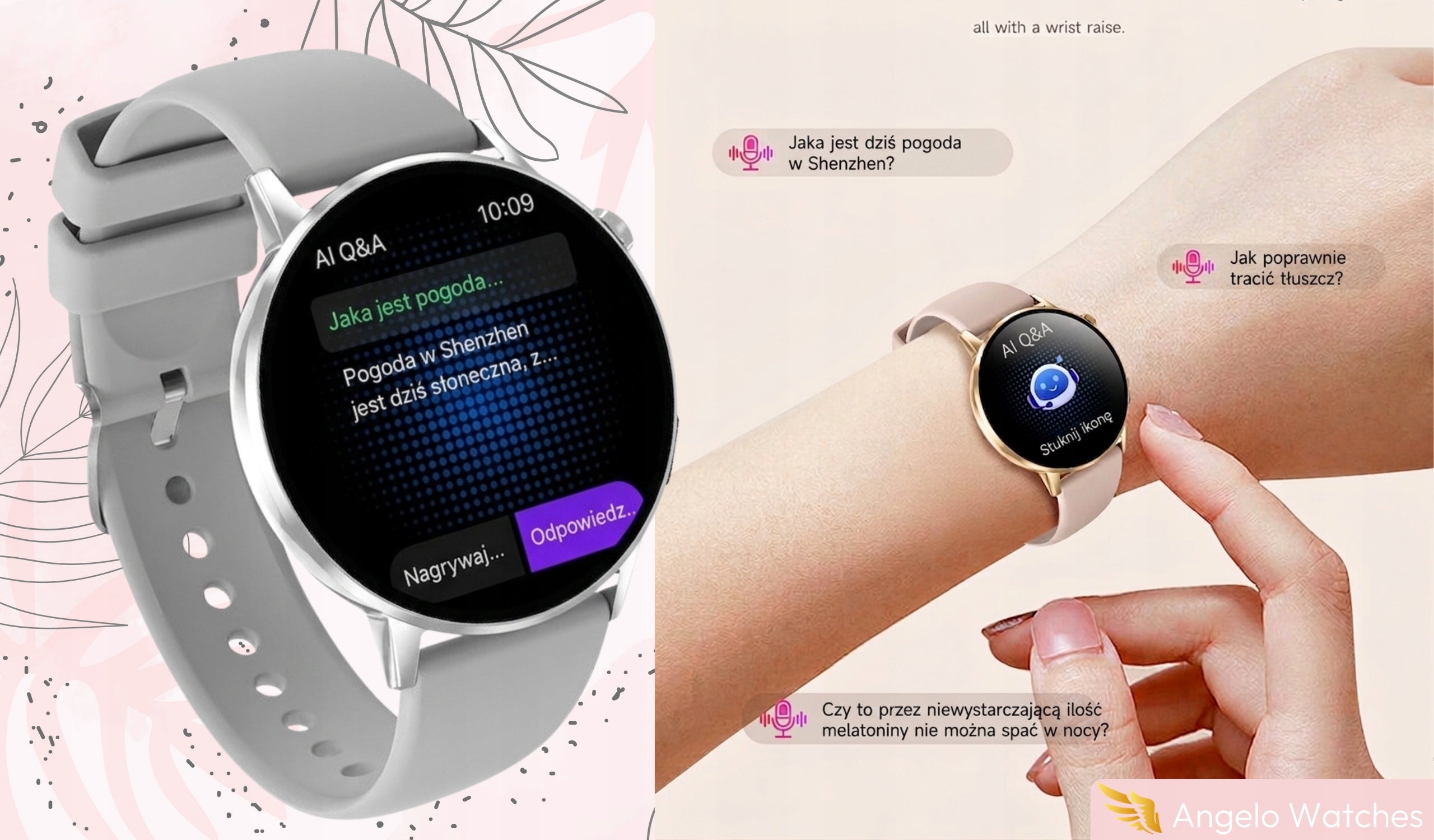 SMARTWATCH WOMEN'S WATCH BT CONVERSATION HEALTH SLEEP SMS POLISH MENU GOLD Brand Angelo Watches