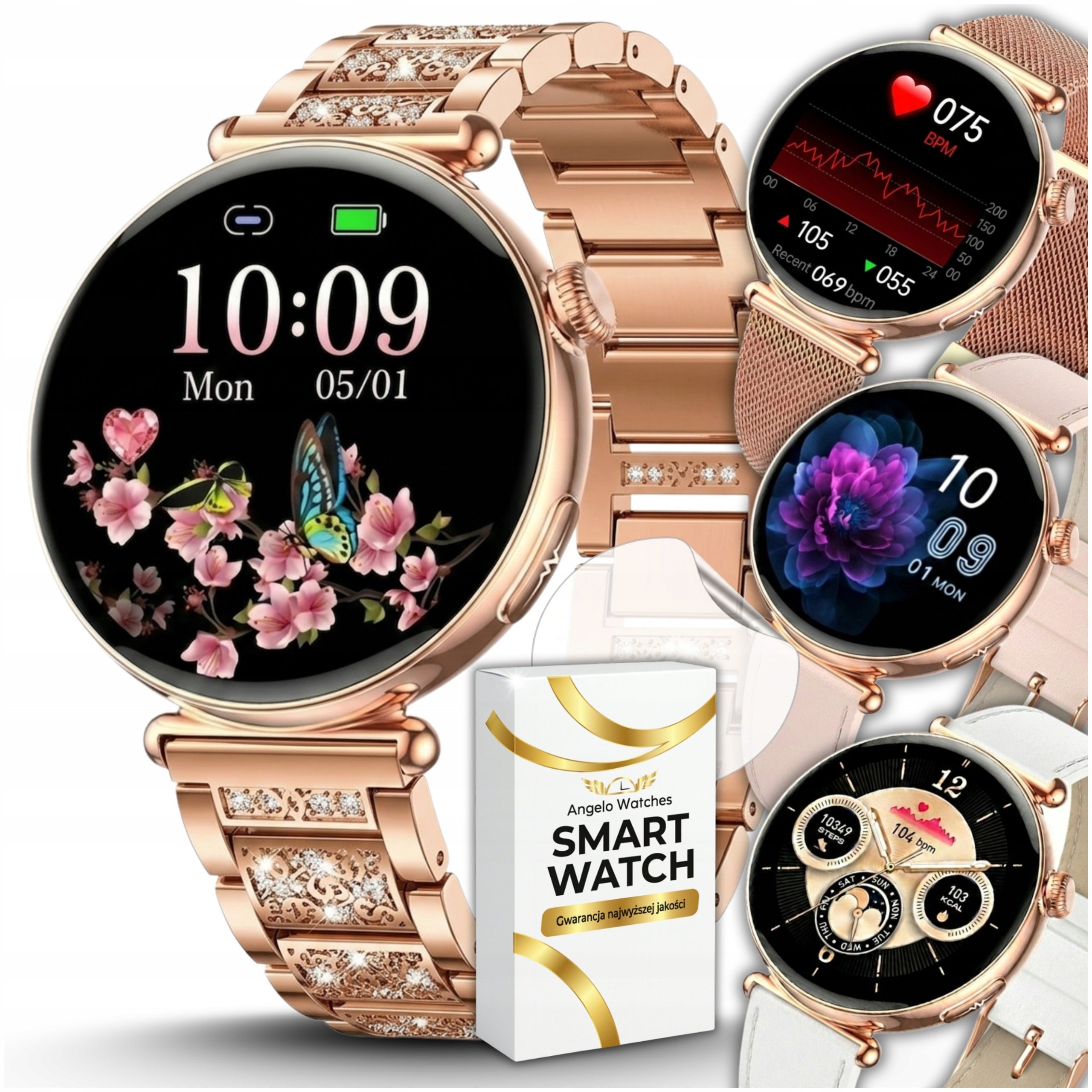 SMARTWATCH WOMEN'S WATCH CARDIO EKG PRESSURE TALK RHINESTONES MENU PL