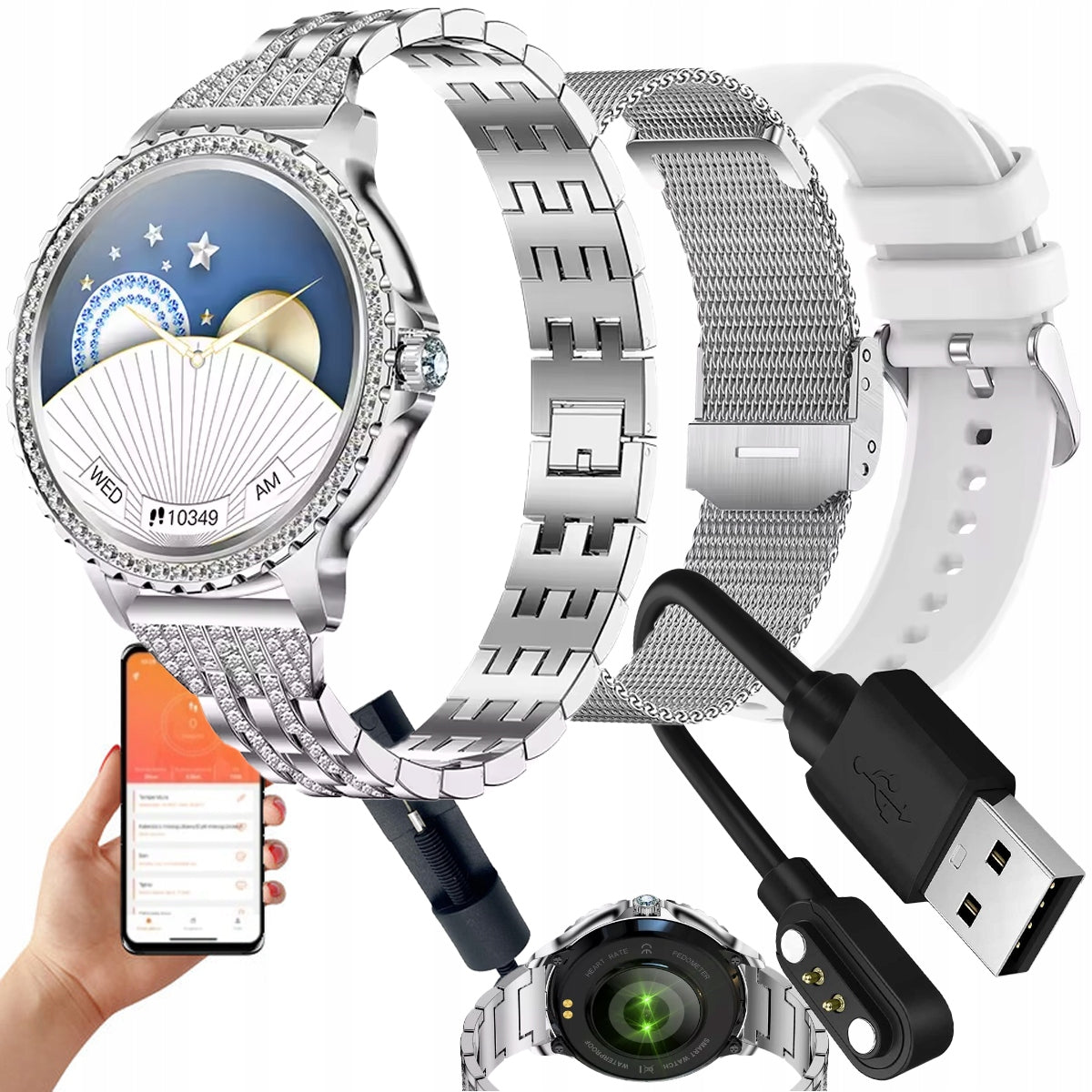 SMARTWATCH WOMEN'S WATCH CONNECTION MENU POLISH SPORT PULS WATCH 3 STRIPES