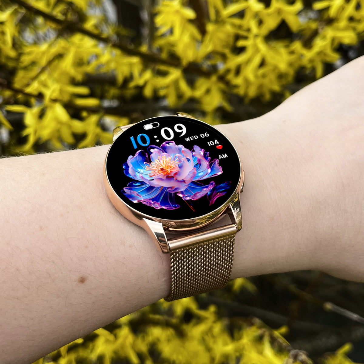 SMARTWATCH WOMEN'S WATCH CONVERSATION POLISH MENU GOLD ROUND WITH BRACELET Packaging status original