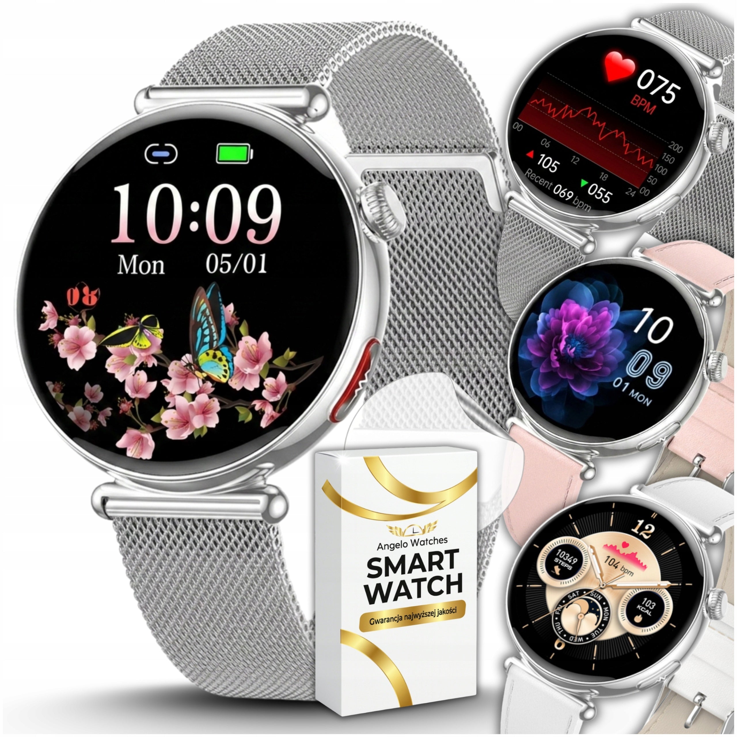 SMARTWATCH WOMEN'S WATCH FOR WOMEN ECG PRESSURE HRV BPM MENU POLISH