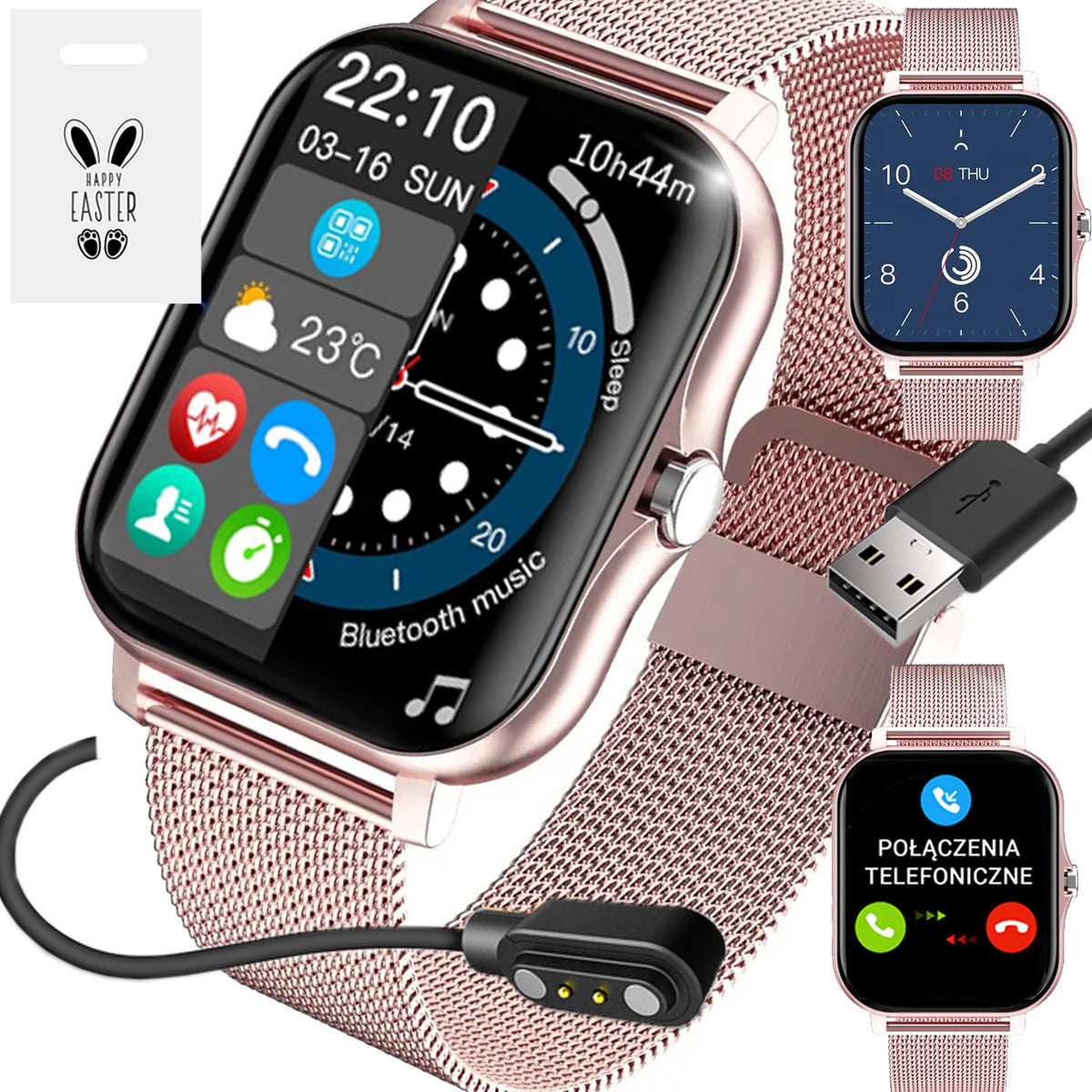 SMARTWATCH WOMEN'S WATCH GOLD POLISH MENU TALK SPORT SMART WATCH