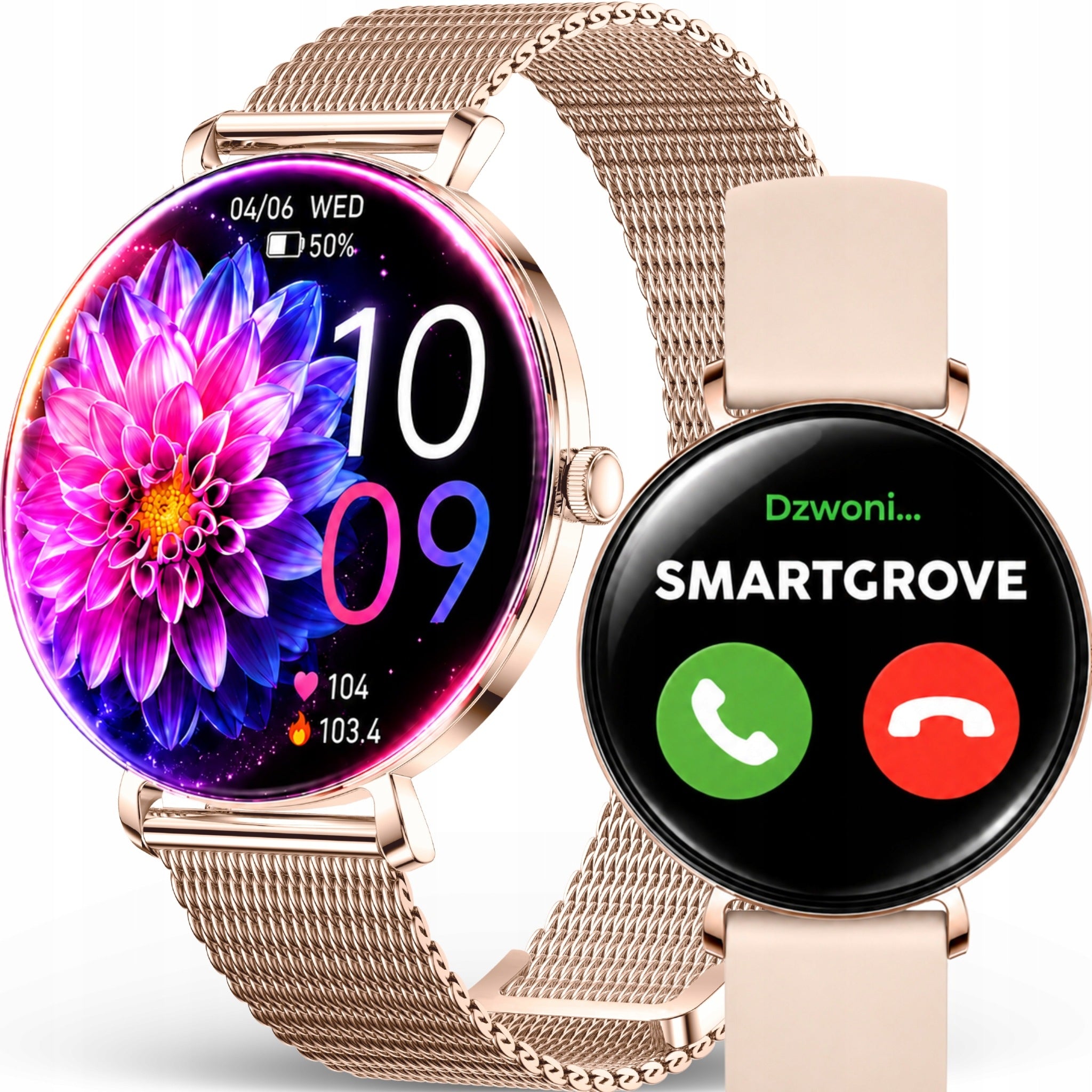 SMARTWATCH WOMEN'S WATCH GOLD WATERPROOF CONVERSATION BRACELET ELEGANT