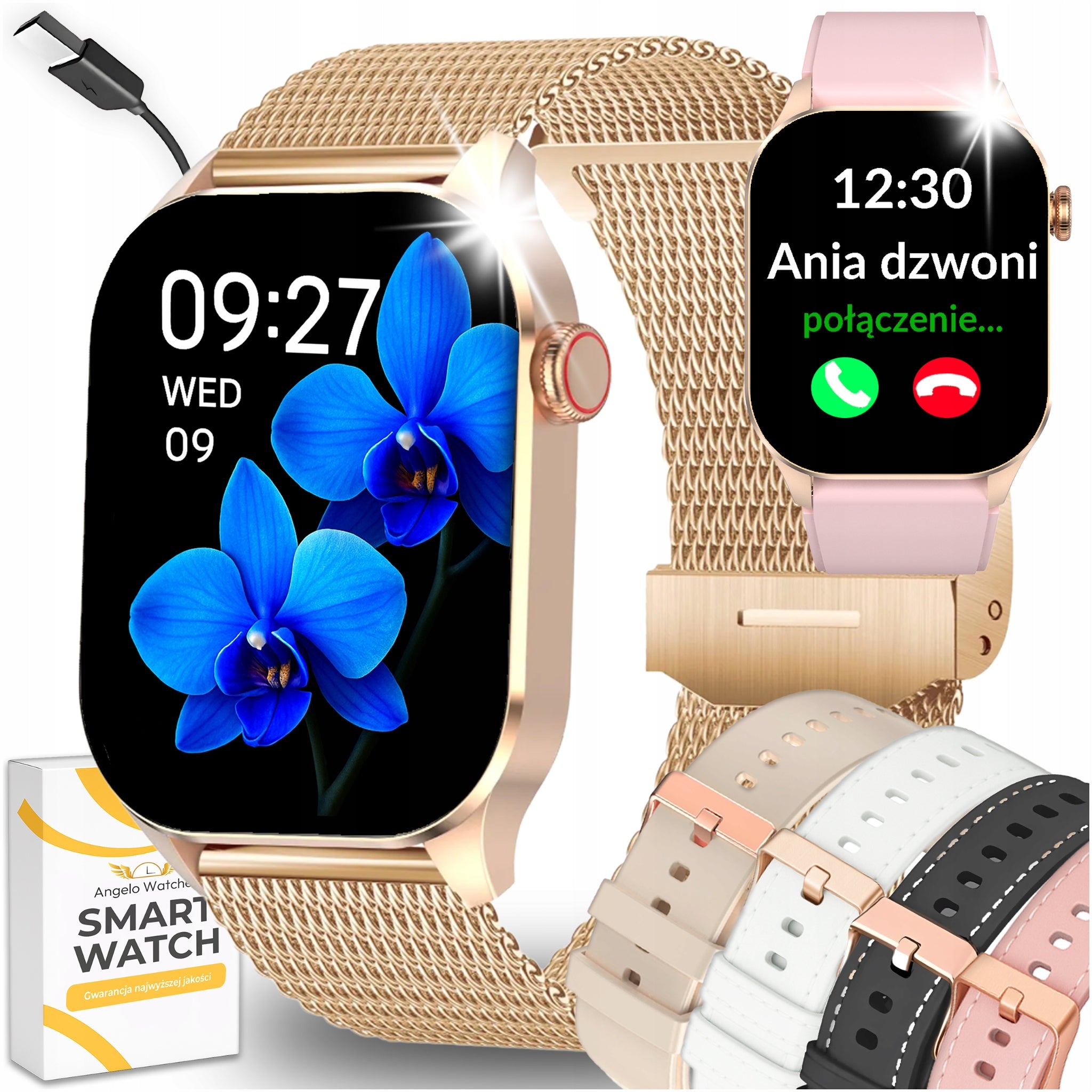 SMARTWATCH WOMEN'S WATCH HEART RATE PRESSURE SLEEP MENU PL TALK SMS 5 STRIPES