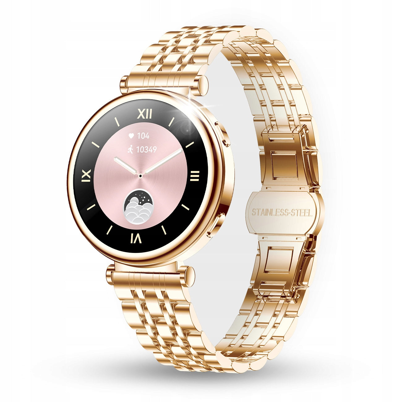 SMARTWATCH WOMEN'S WATCH MENU PL TALK BEAUTIFUL BRACELET GOLD + 4 STRIPES Brand JG Smart