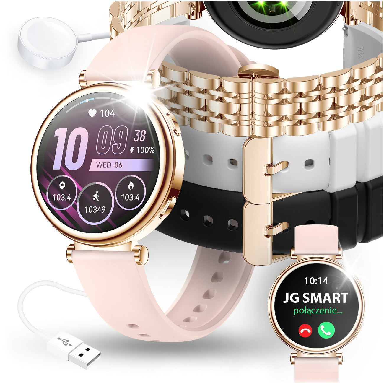 SMARTWATCH WOMEN'S WATCH MENU PL TALK BEAUTIFUL BRACELET GOLD + 4 STRIPES