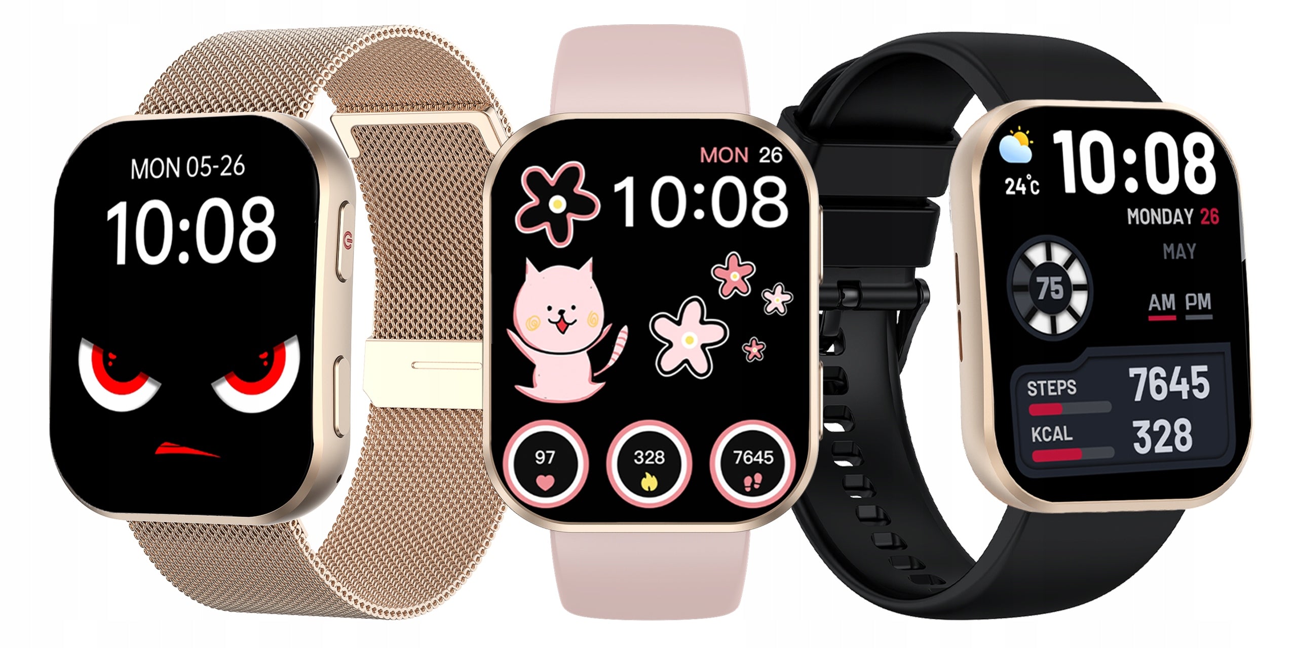 SMARTWATCH WOMEN'S WATCH MENU PL TALK NOTIFICATIONS AMOLED SAUCE 3 STRIPES Packaging status original
