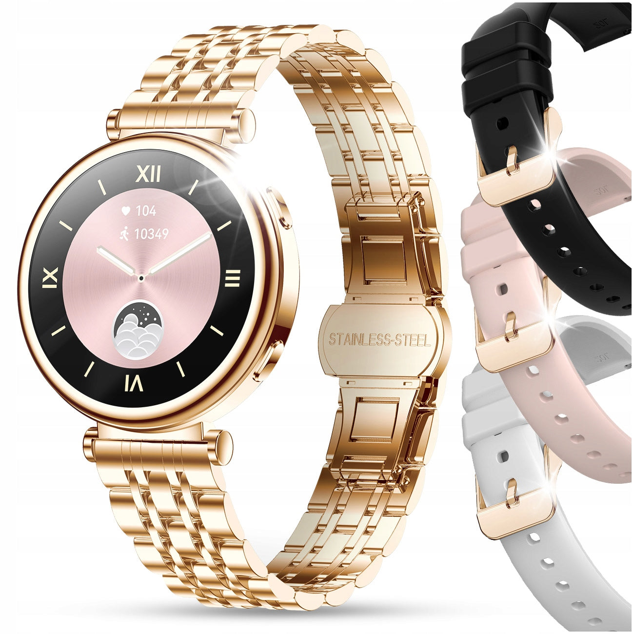 SMARTWATCH WOMEN'S WATCH MENU PL TALK SMART WATCH FOR WOMAN + 4 STRIPES