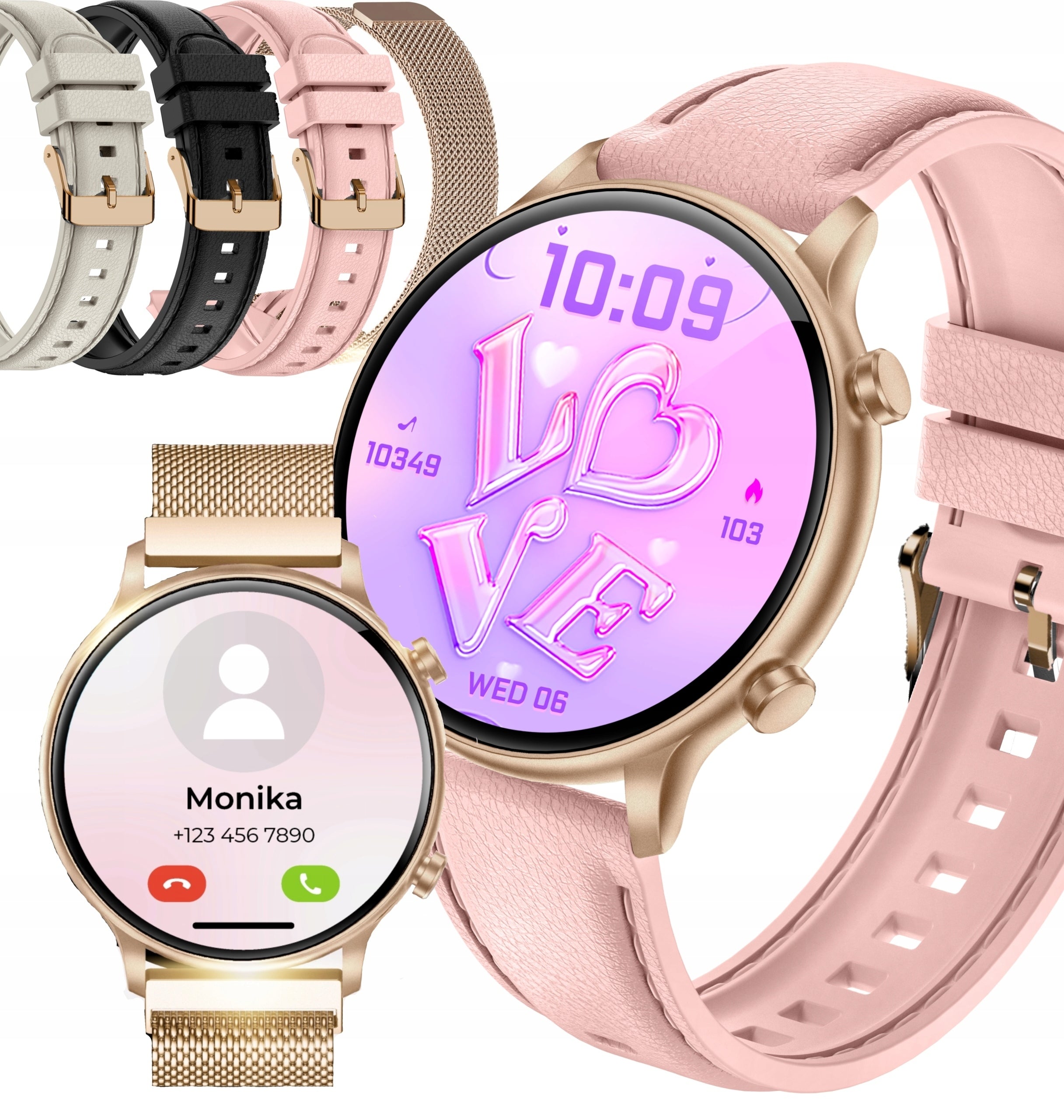 SMARTWATCH WOMEN'S WATCH MENU PL TALK SMS NOTIFICATIONS SPORT +4 STRIPES