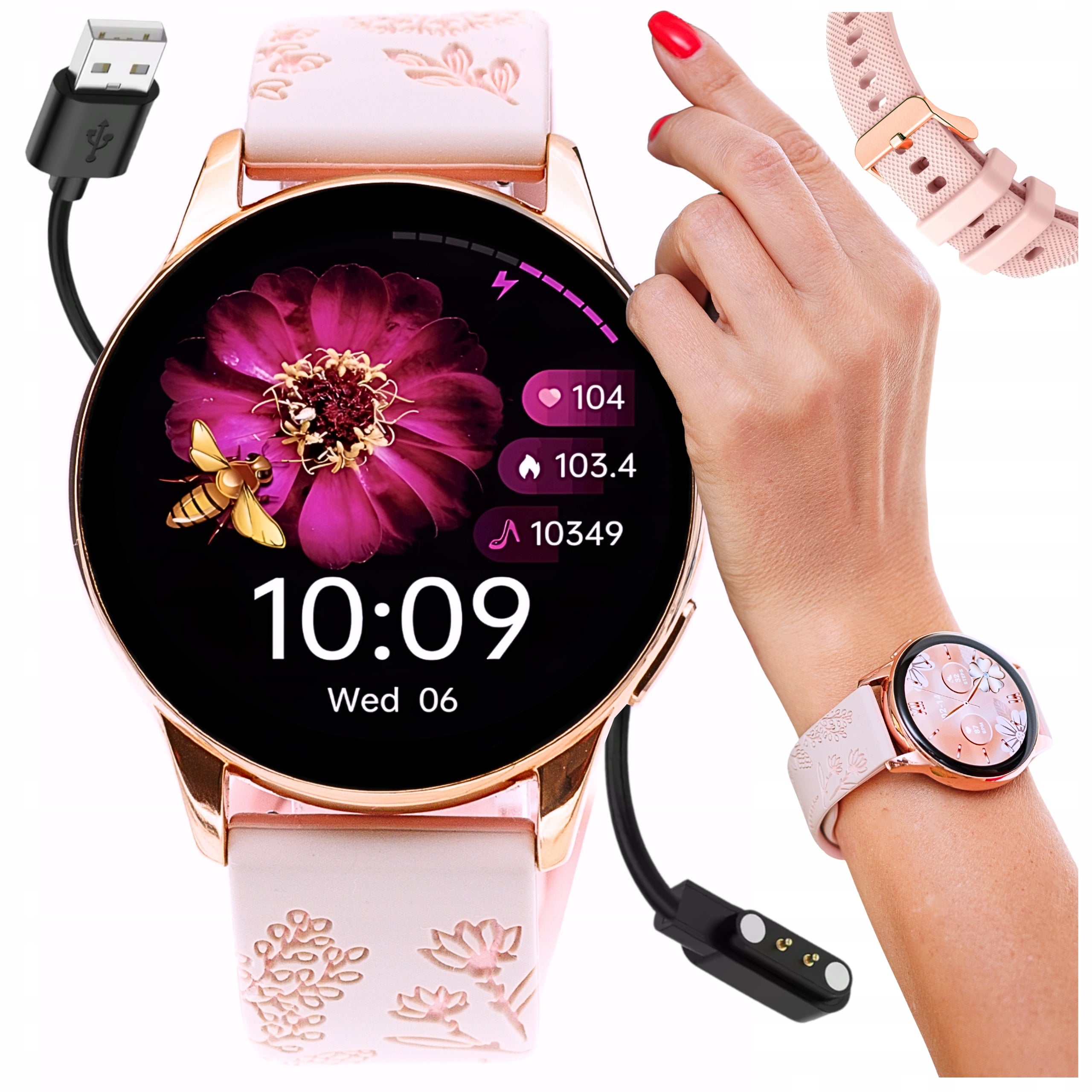 SMARTWATCH WOMEN'S WATCH MENU POLISH CALLS AMOLED 3D PULSE OXYGEN STEPS