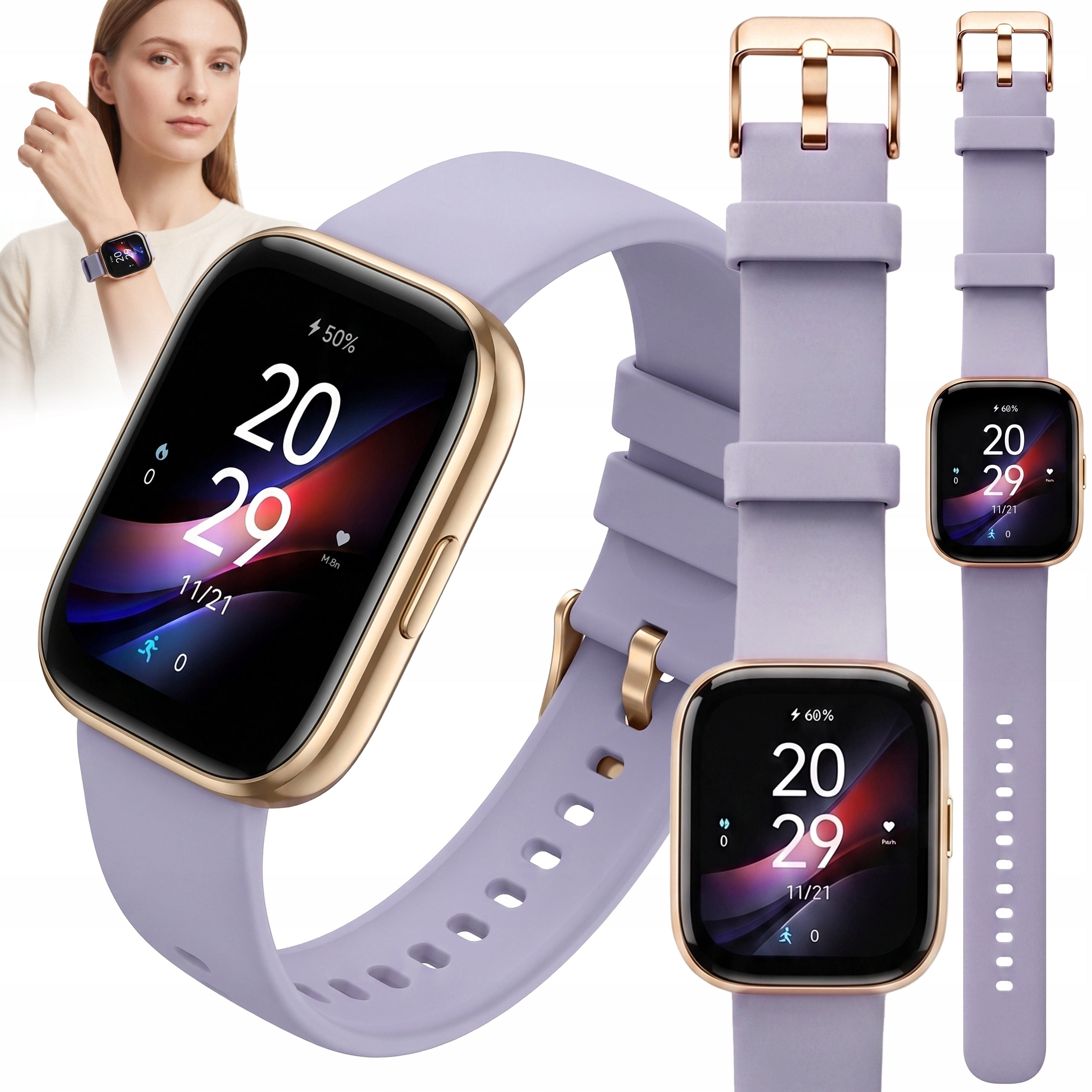 SMARTWATCH WOMEN'S WATCH NOTIFICATION PL MENU PRO FOR WOMAN LILAC