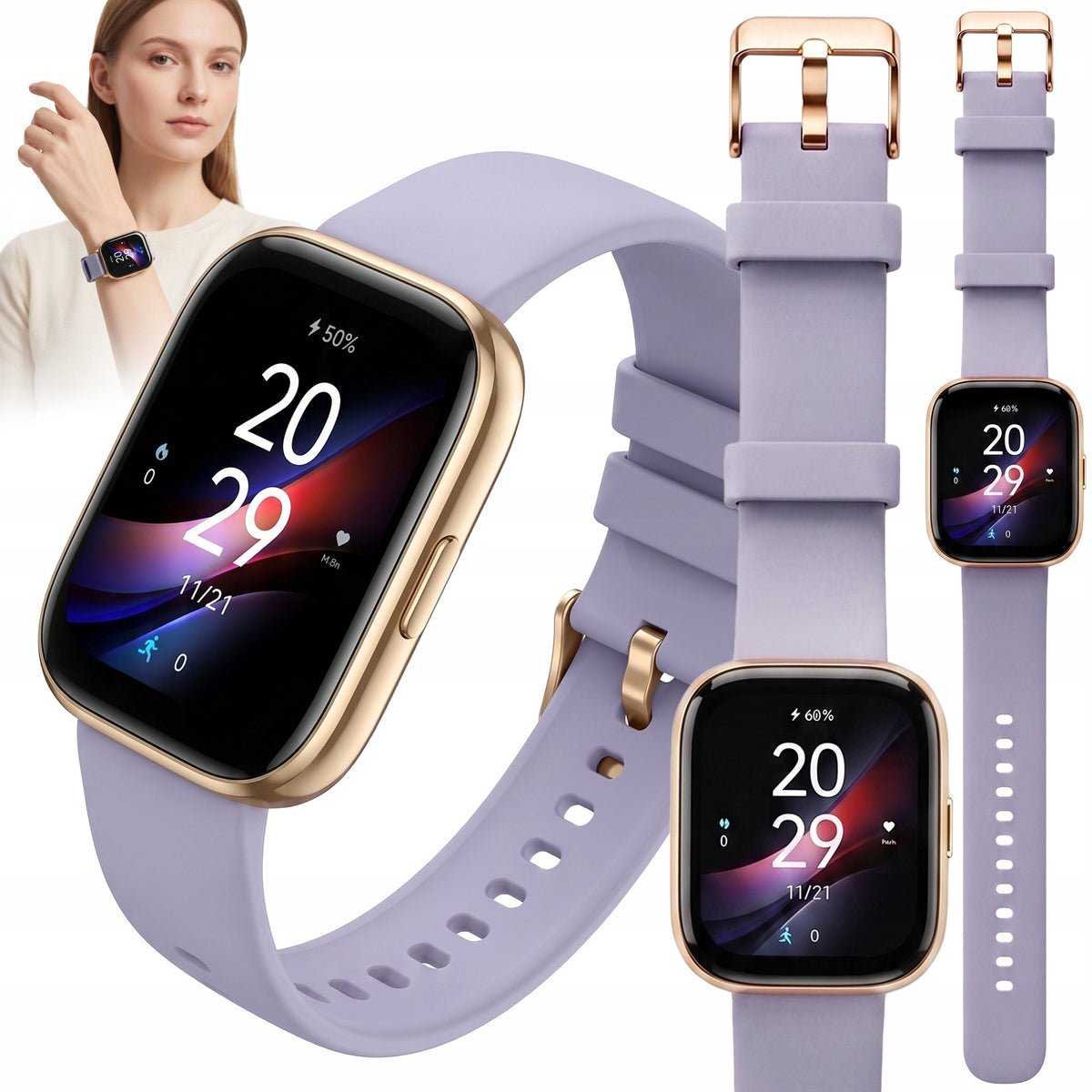 SMARTWATCH WOMEN'S WATCH NOTIFICATION PL MENU PRO FOR WOMAN LILAC