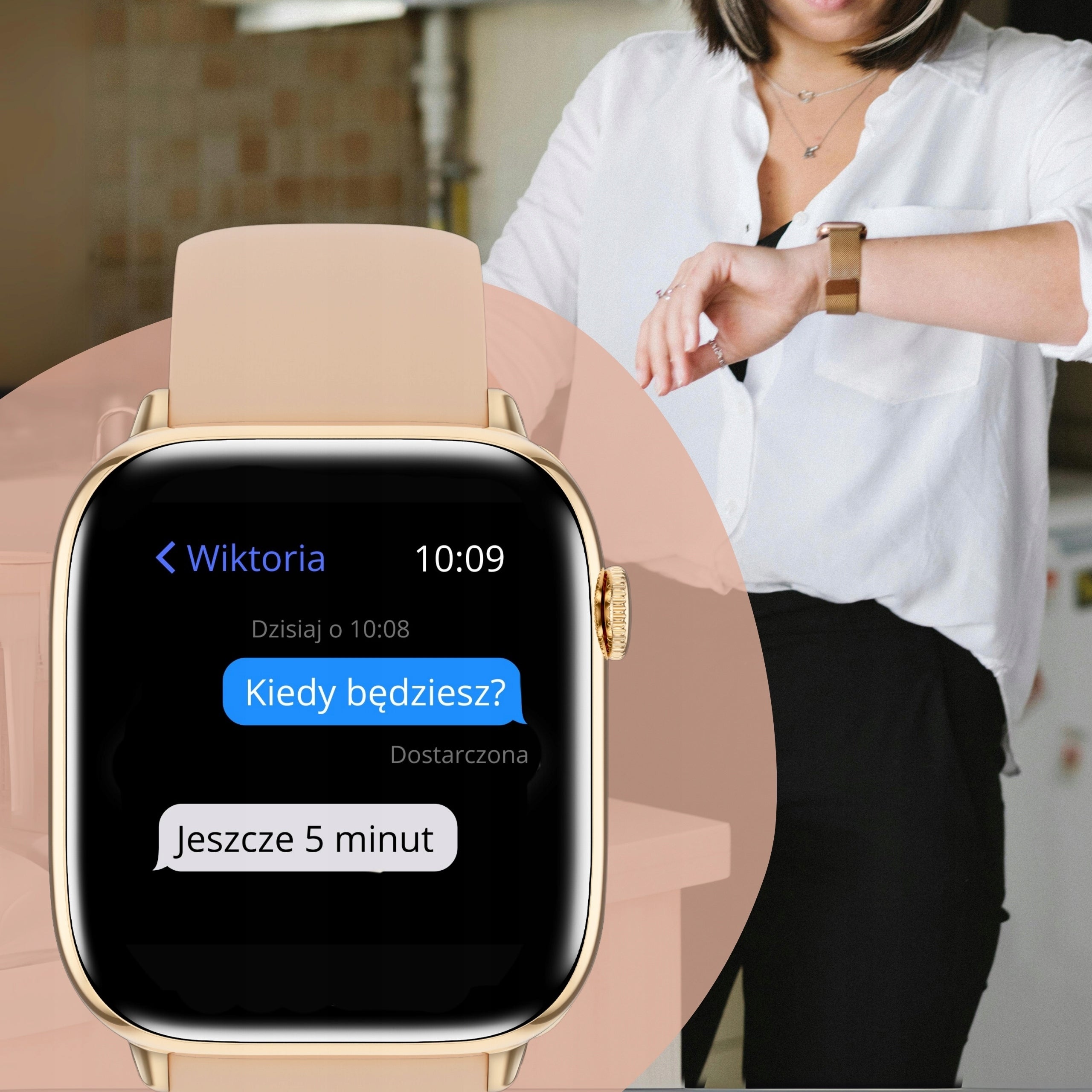 SMARTWATCH WOMEN'S WATCH NOTIFICATIONS CONVERSATIONS SPORT HEALTH OXYGEN Polish Packaging status original