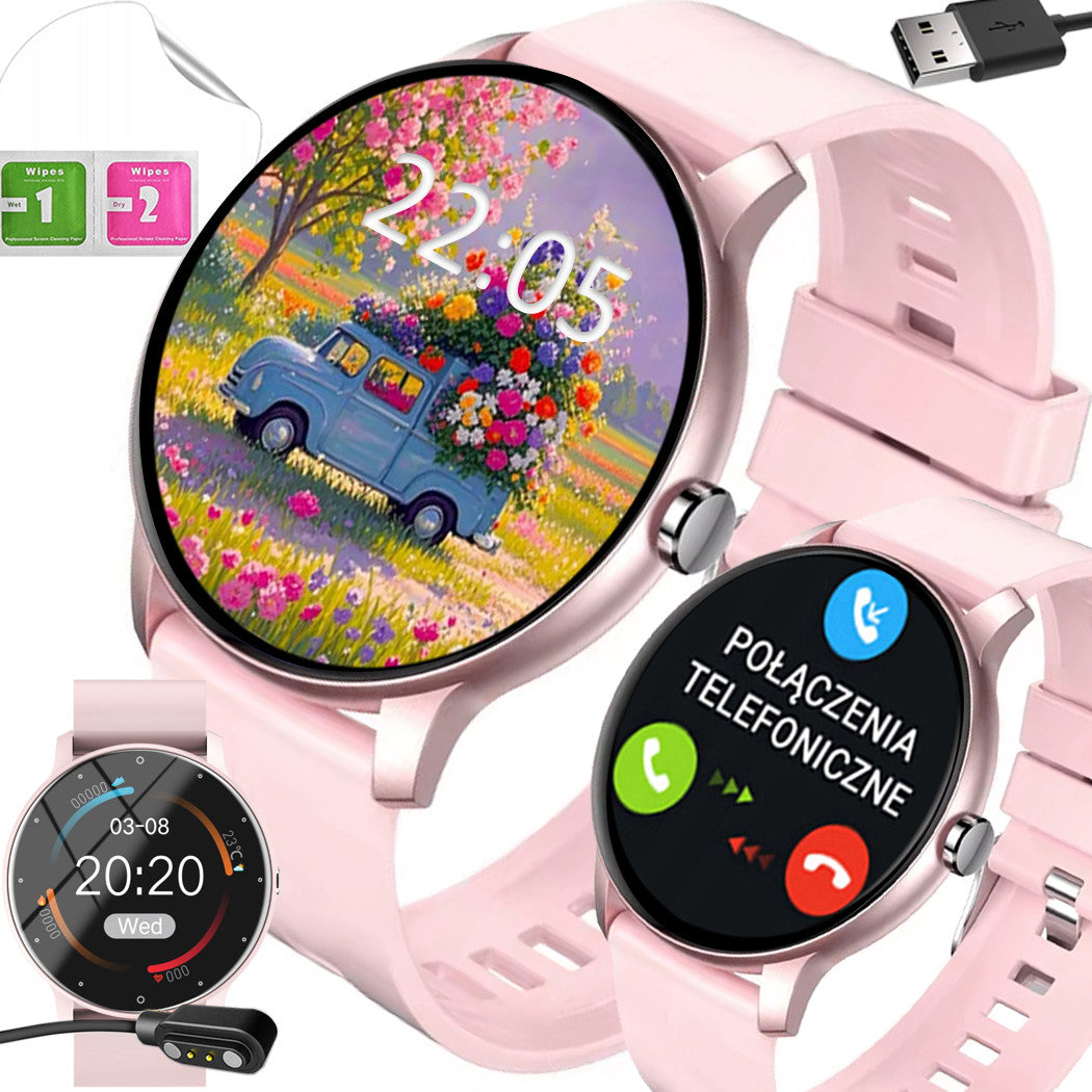 SMARTWATCH WOMEN'S WATCH PINK TALK PL MENY NOTIFICATIONS FOIL FREEBIE