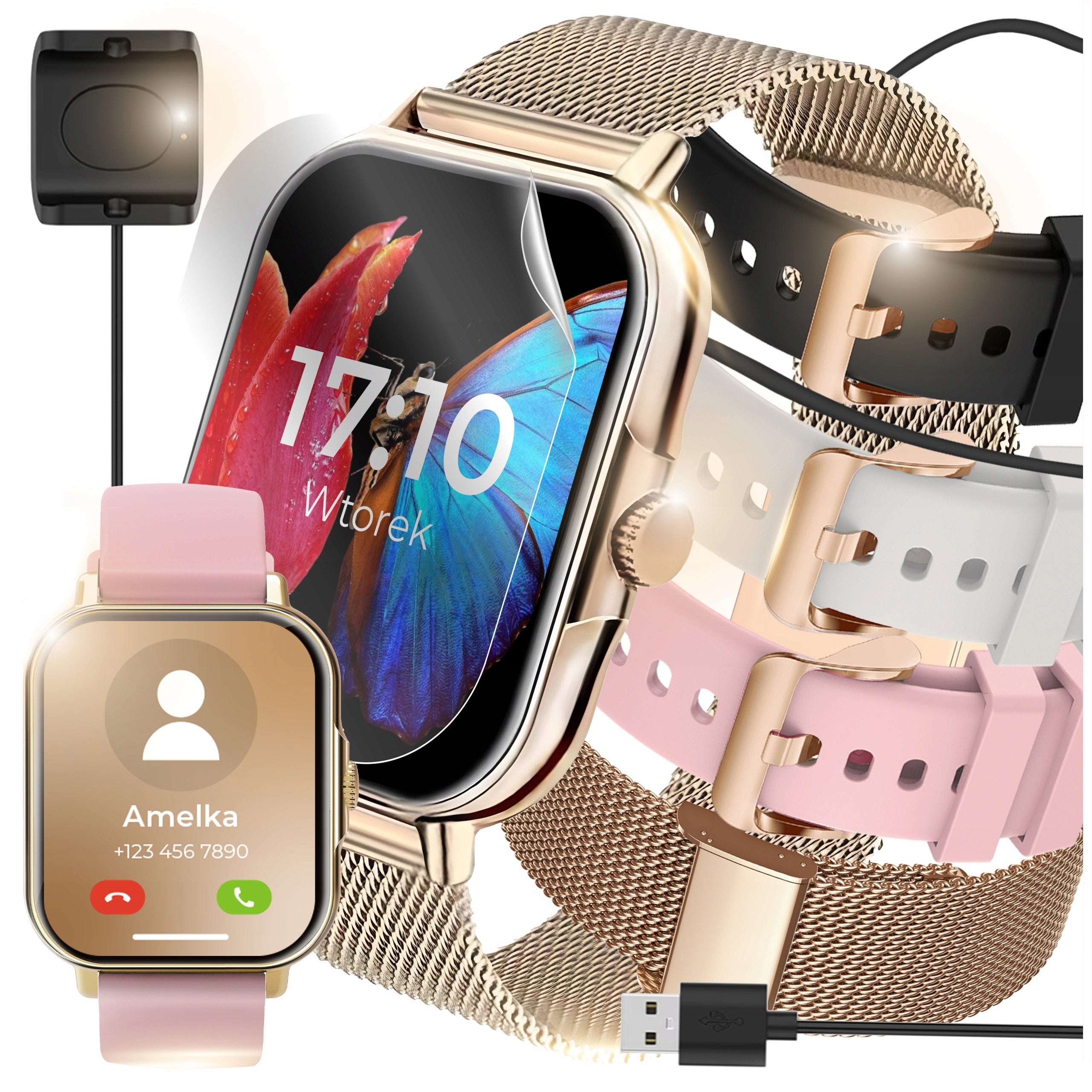 SMARTWATCH WOMEN'S WATCH POLISH MENU CALLS NOTIFICATIONS PULS SPORT