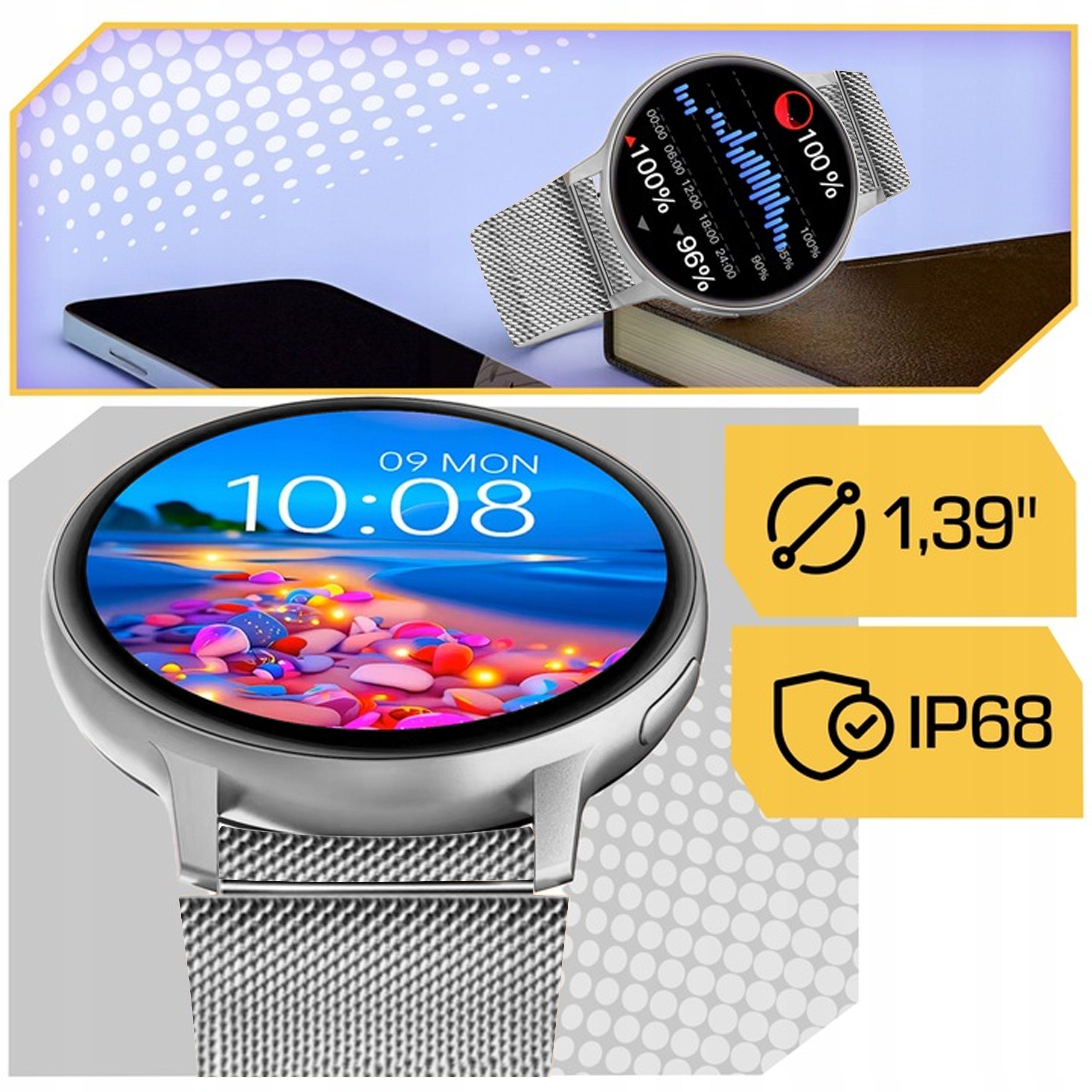 SMARTWATCH WOMEN'S WATCH POLISH MENU TALK ALERTS SILVER SPORT STRAPS Manufacturer code ZEGAREK CYFROWY DAMSKI IP67 PL 4 PASKI