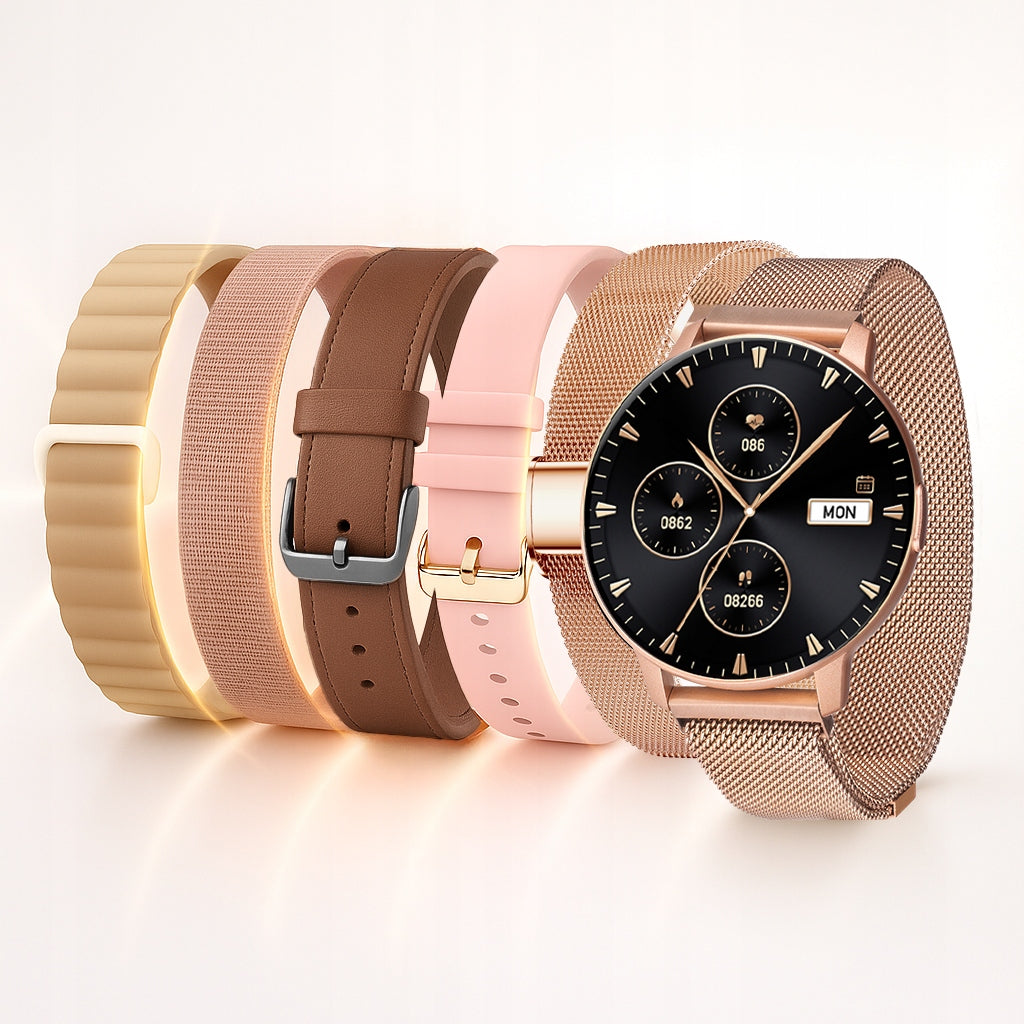 SMARTWATCH WOMEN'S WATCH POLISH MENU TALK FUNCTION GOLDEN SPORT ROUND Packaging status original