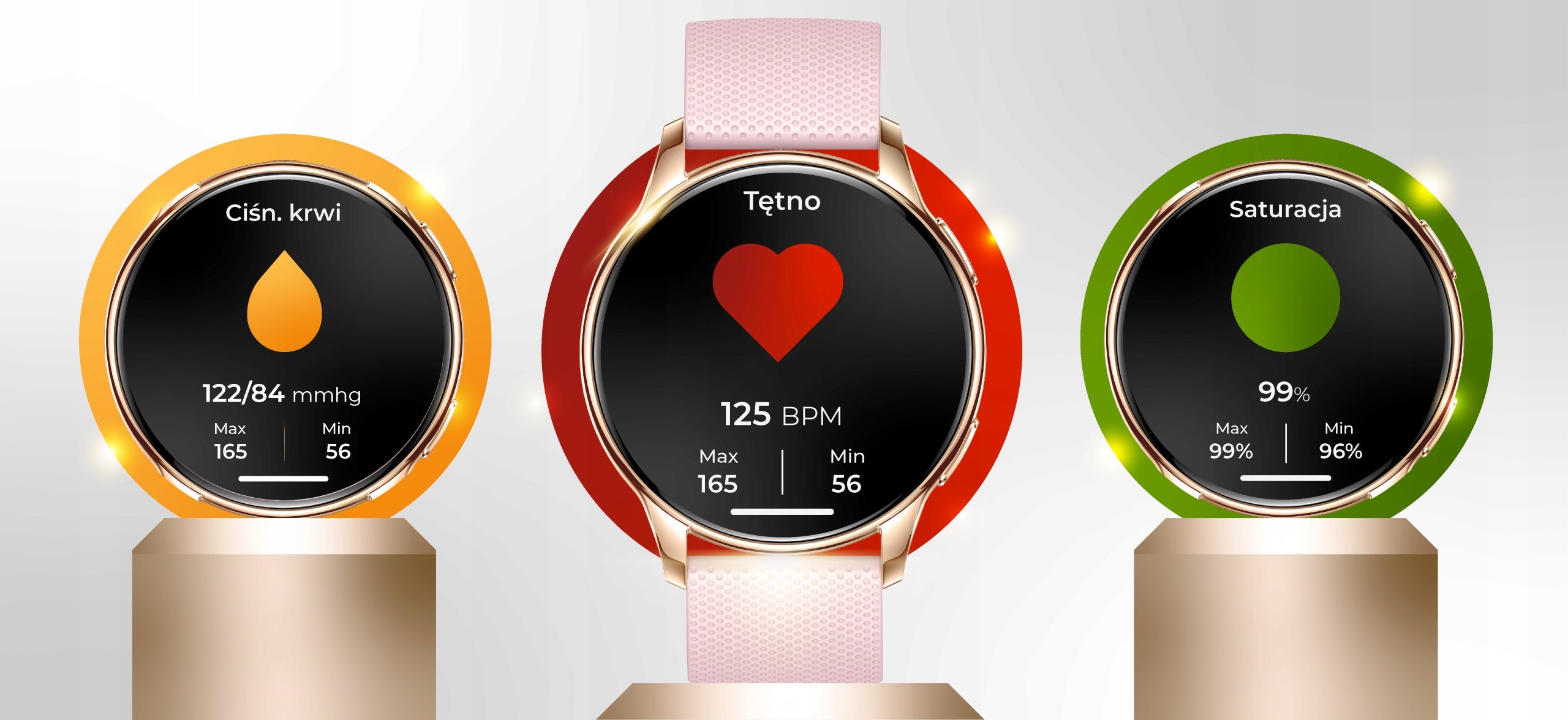 SMARTWATCH WOMEN'S WATCH POLISH MENU TALK NOTIFICATION SPORT GOLD Brand WonderWatch