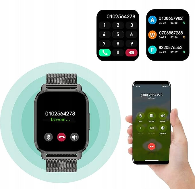 SMARTWATCH WOMEN'S WATCH POLISH MENU TALK NOTIFICATIONS PULSE BLACK Batteries included yes