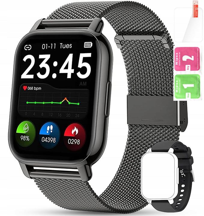 SMARTWATCH WOMEN'S WATCH POLISH MENU TALK NOTIFICATIONS PULSE BLACK