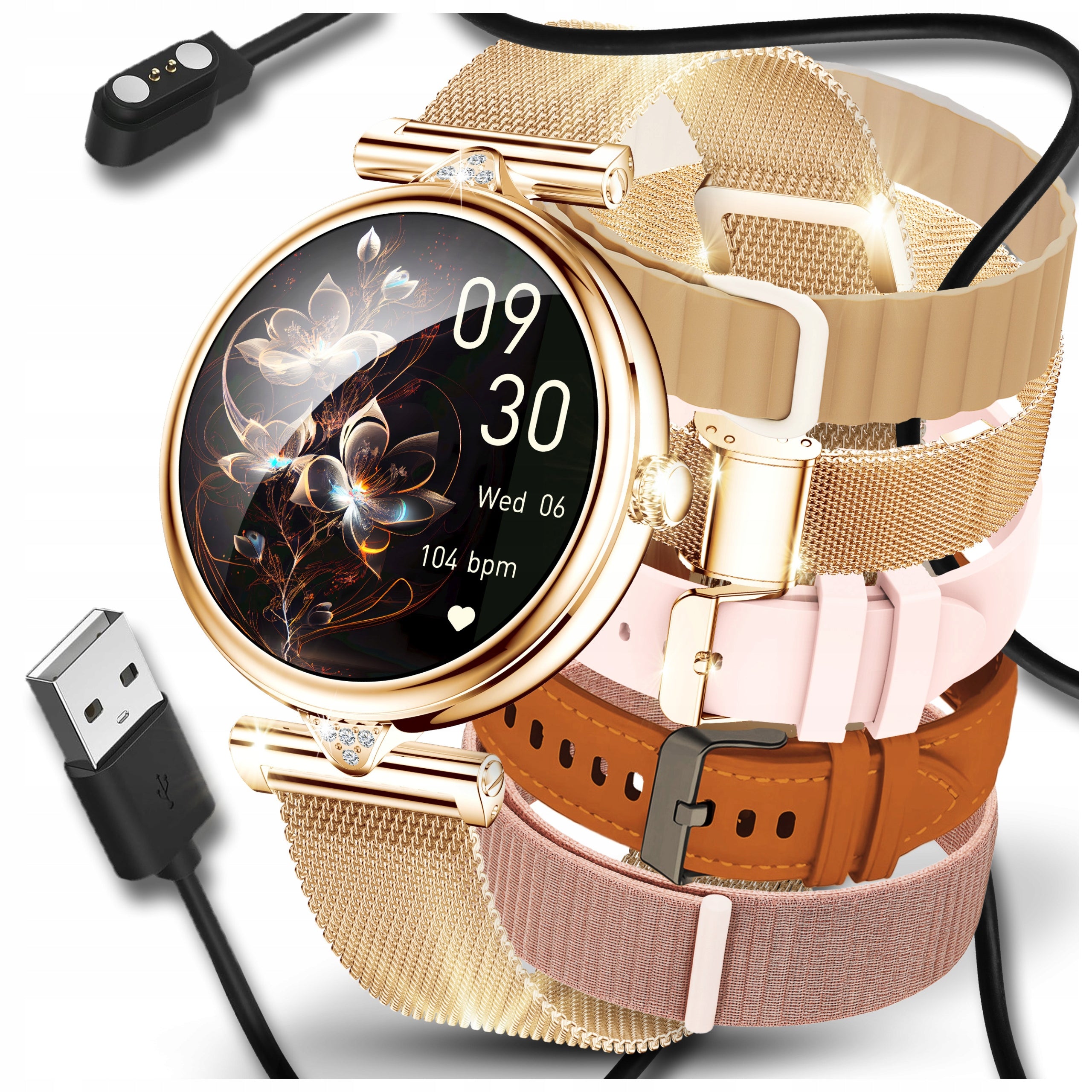 SMARTWATCH WOMEN'S WATCH POLISH MENU TALK NOTIFICATIONS SPORT 5 STRIPES