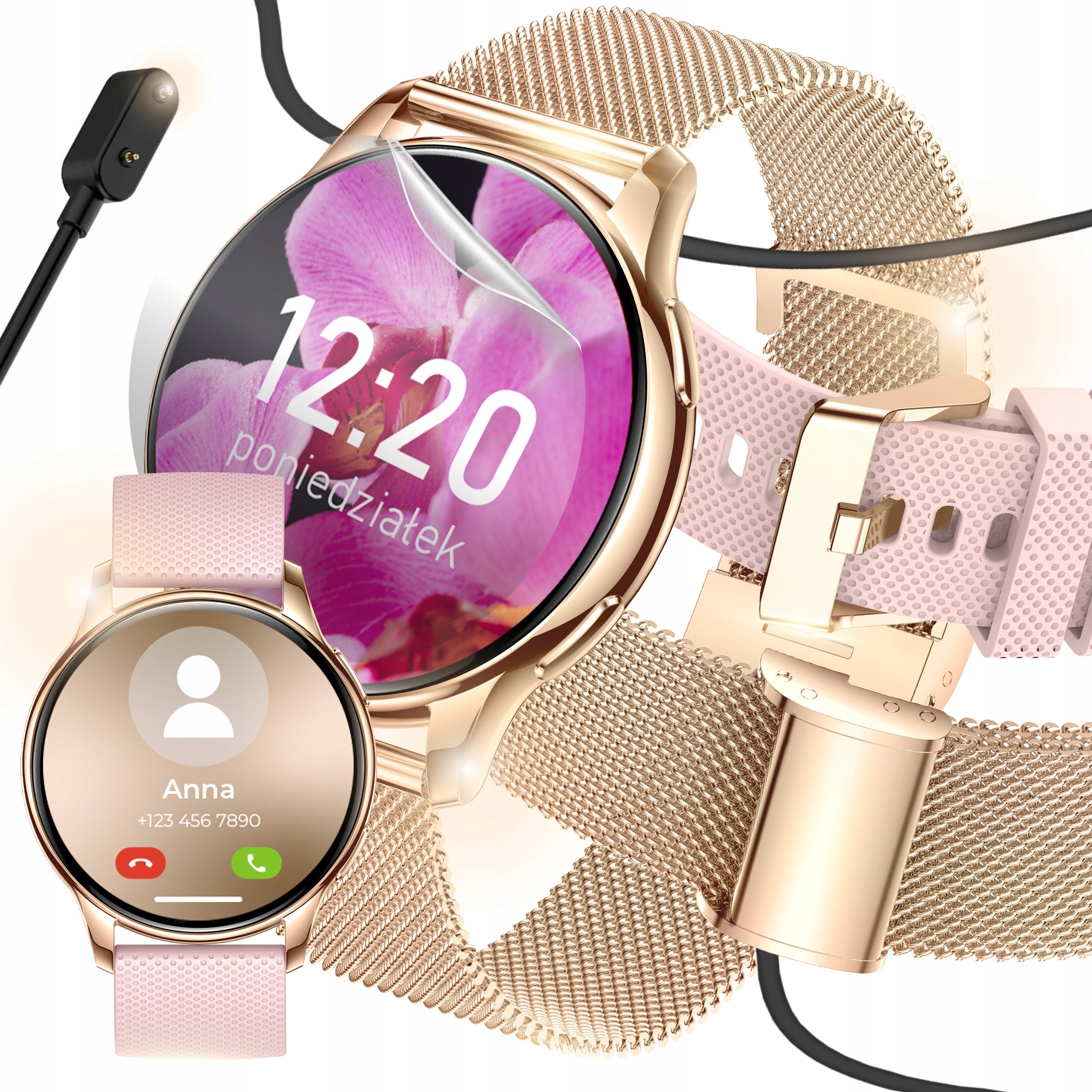 SMARTWATCH WOMEN'S WATCH POLISH MENU TALK NOTIFICATIONS SPORT ZLOTY