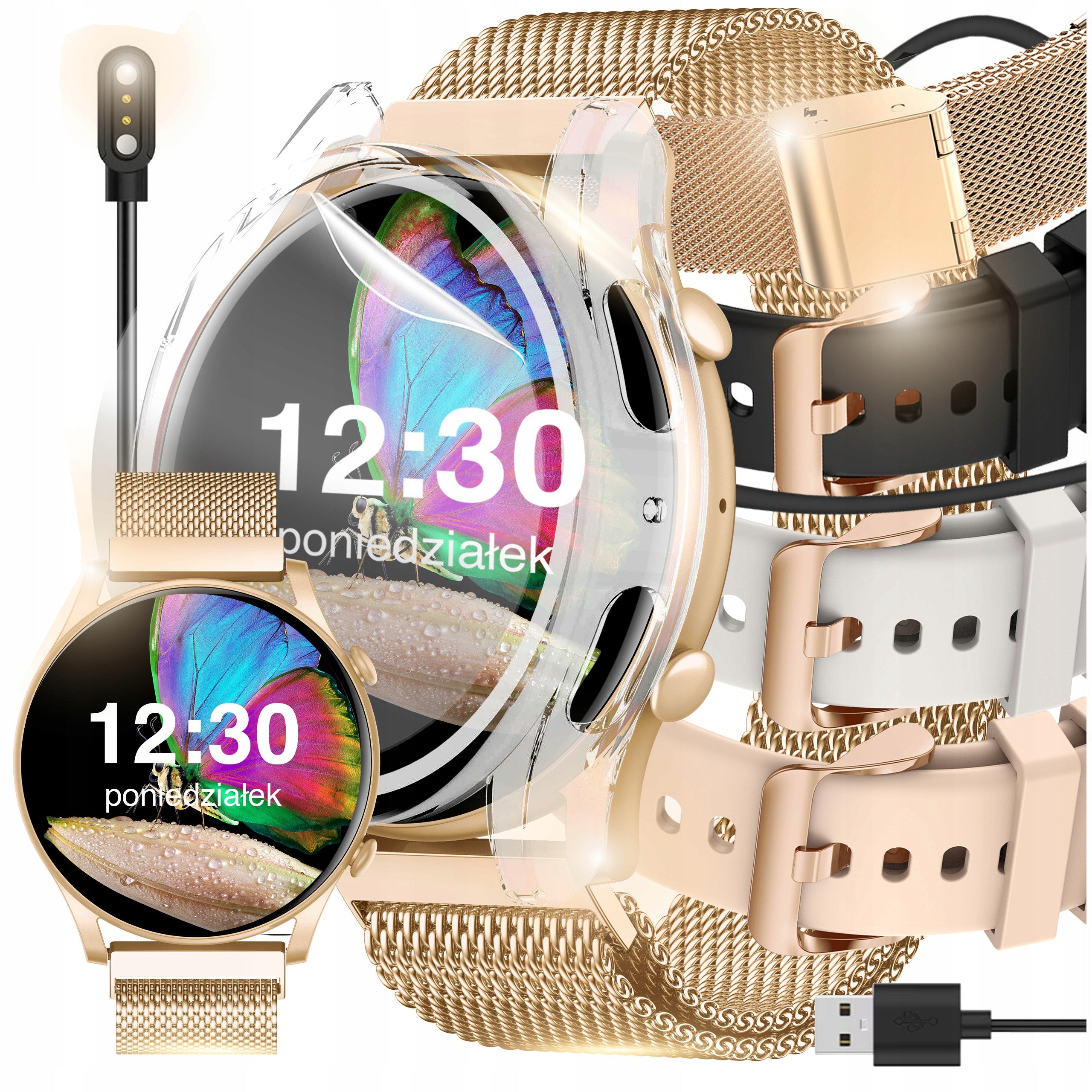 SMARTWATCH WOMEN'S WATCH POLISH MENU TALK SPORT SMART WATCH 4 STRIPES