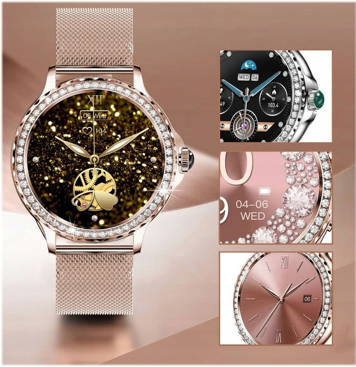 SMARTWATCH WOMEN'S WATCH PRESSURE RHINESTONES CONVERSATION NOTIFICATIONS MENU PL Manufacturer code Smartwatch damski dla kobiety menu polskie