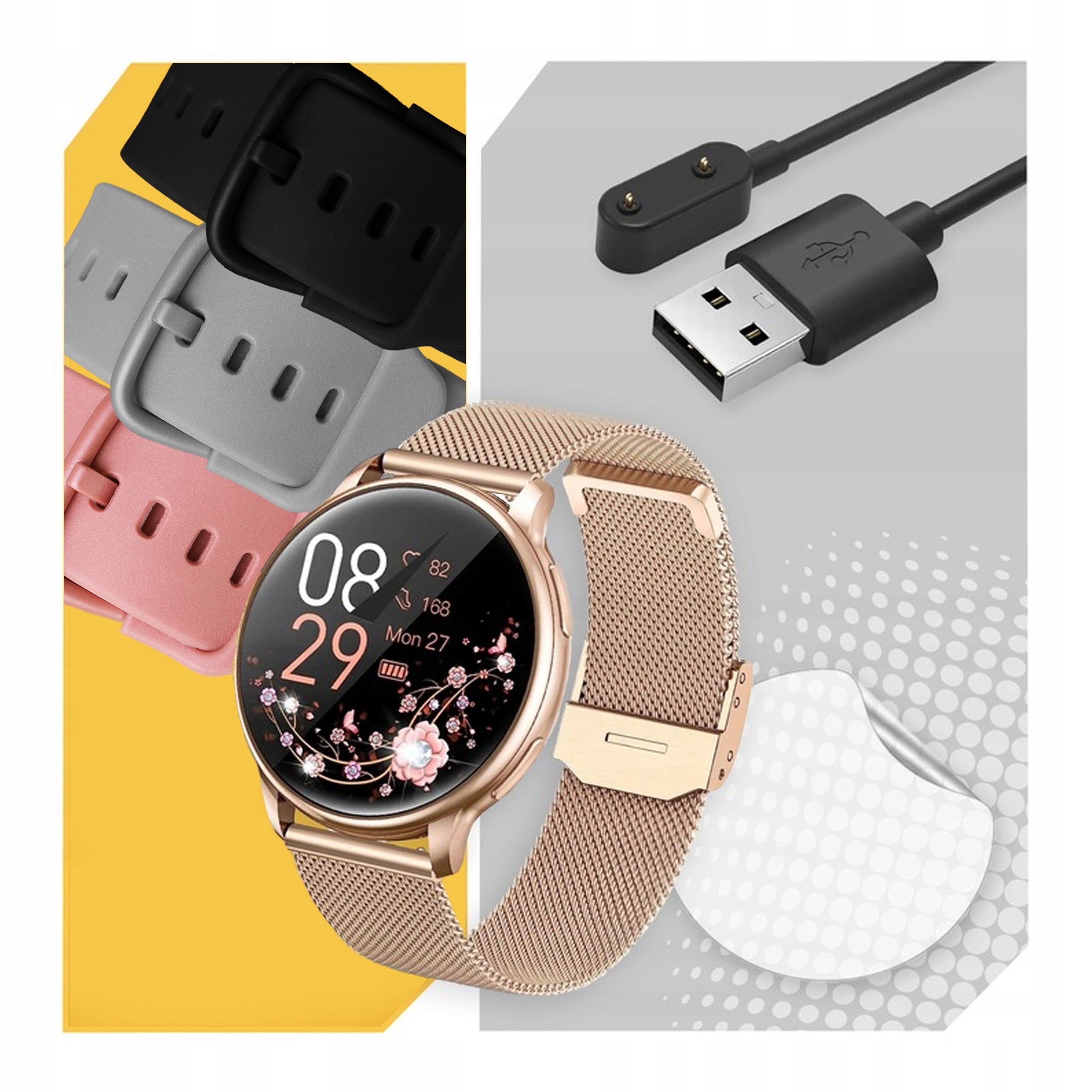 SMARTWATCH WOMEN'S WATCH PRO GOLD CONVERSATION NOTIFICATIONS SPORT 4 STRIPES PL EAN (GTIN) 5906700047077