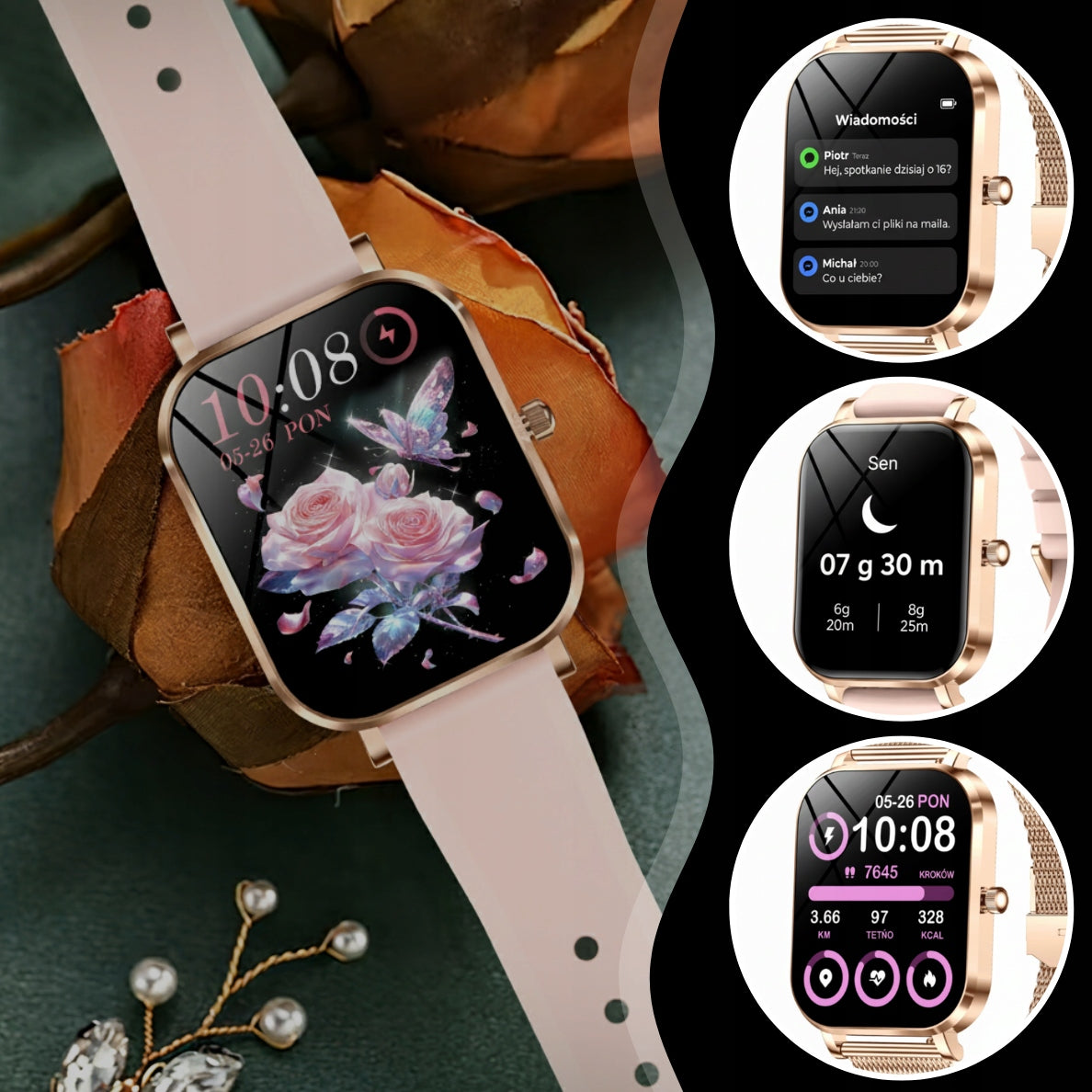 SMARTWATCH WOMEN'S WATCH PRO SPORT TALK GOLD FOR WOMAN + 2 STRIPES Manufacturer code ME-2842