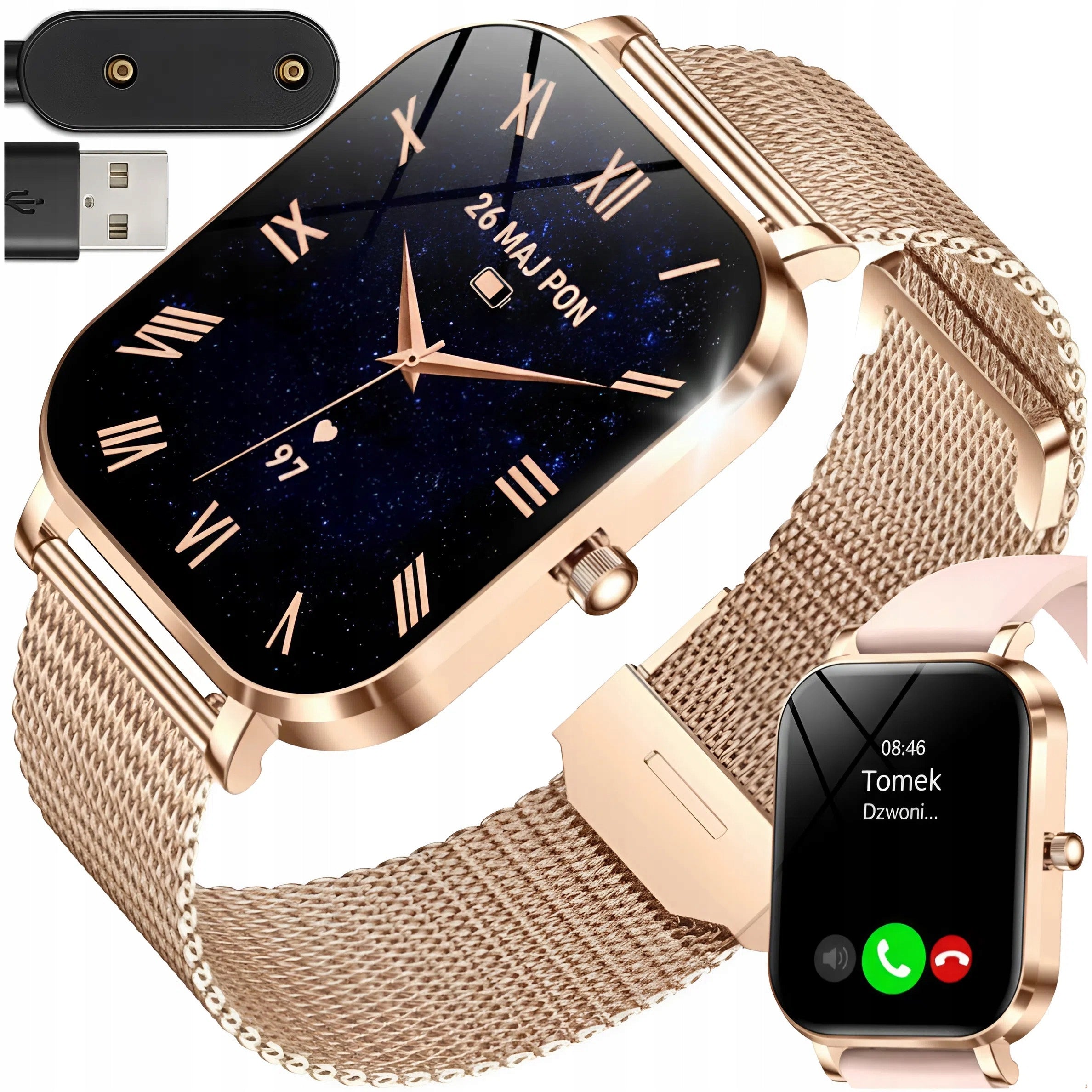 SMARTWATCH WOMEN'S WATCH PRO SPORT TALK GOLD FOR WOMAN + 2 STRIPES Packaging status original