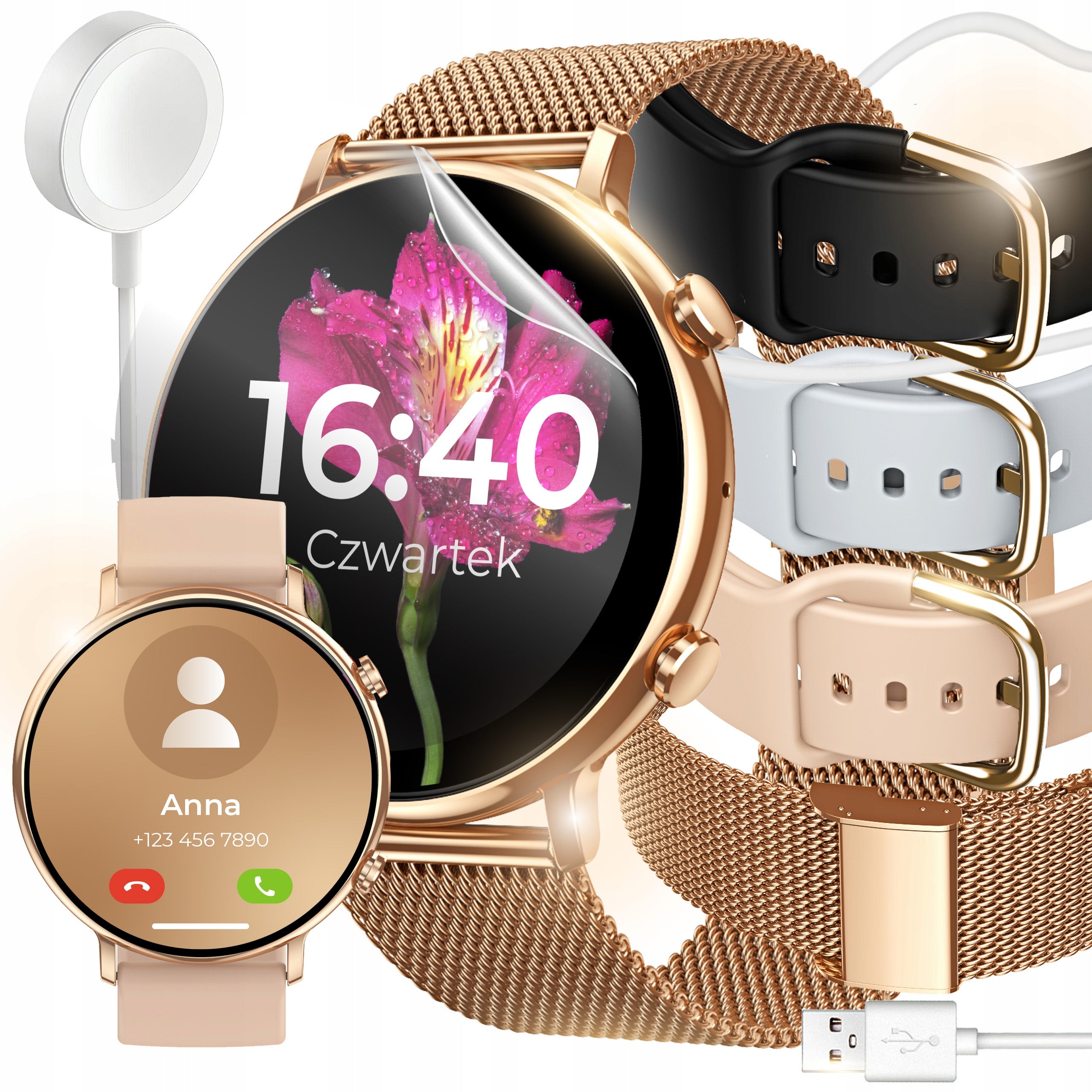 SMARTWATCH WOMEN'S WATCH Polish CONVERSATIONS NOTIFICATIONS SPORT HEALTH SMS