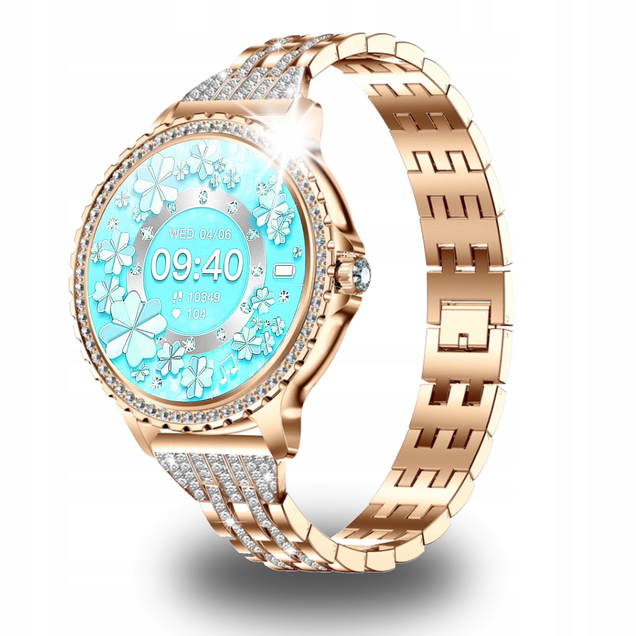 SMARTWATCH WOMEN'S WATCH RHINESTONES PULSE TALK PRESSURE STEPS MENU PL Packaging status original