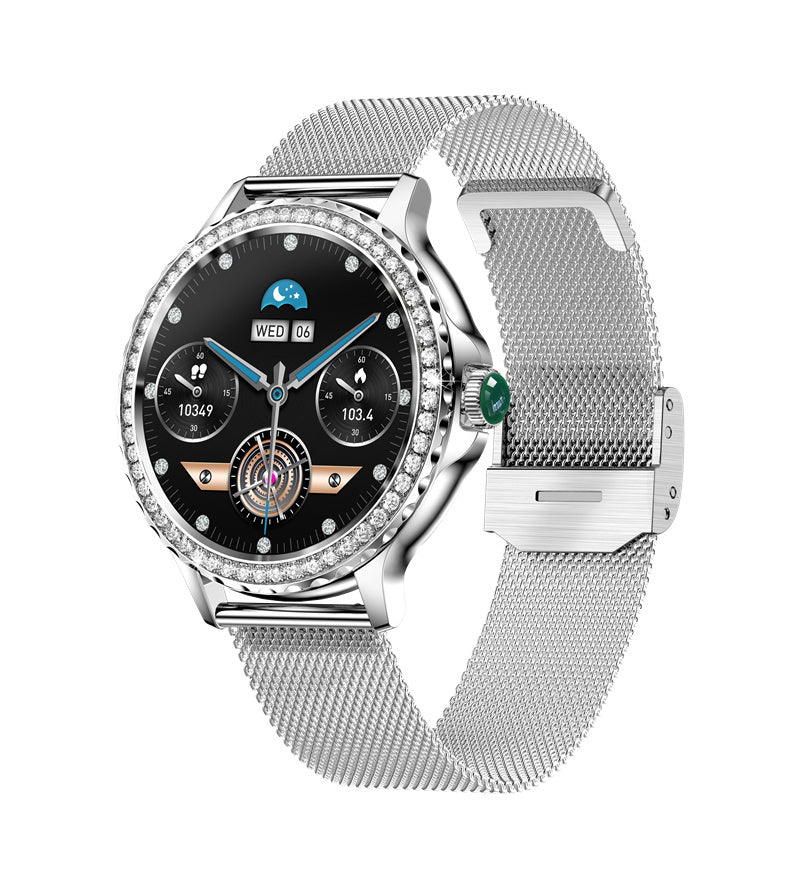SMARTWATCH WOMEN'S WATCH SILVER TALK BLOOD PRESSURE MONITOR PULSE MENU PL Packaging status original