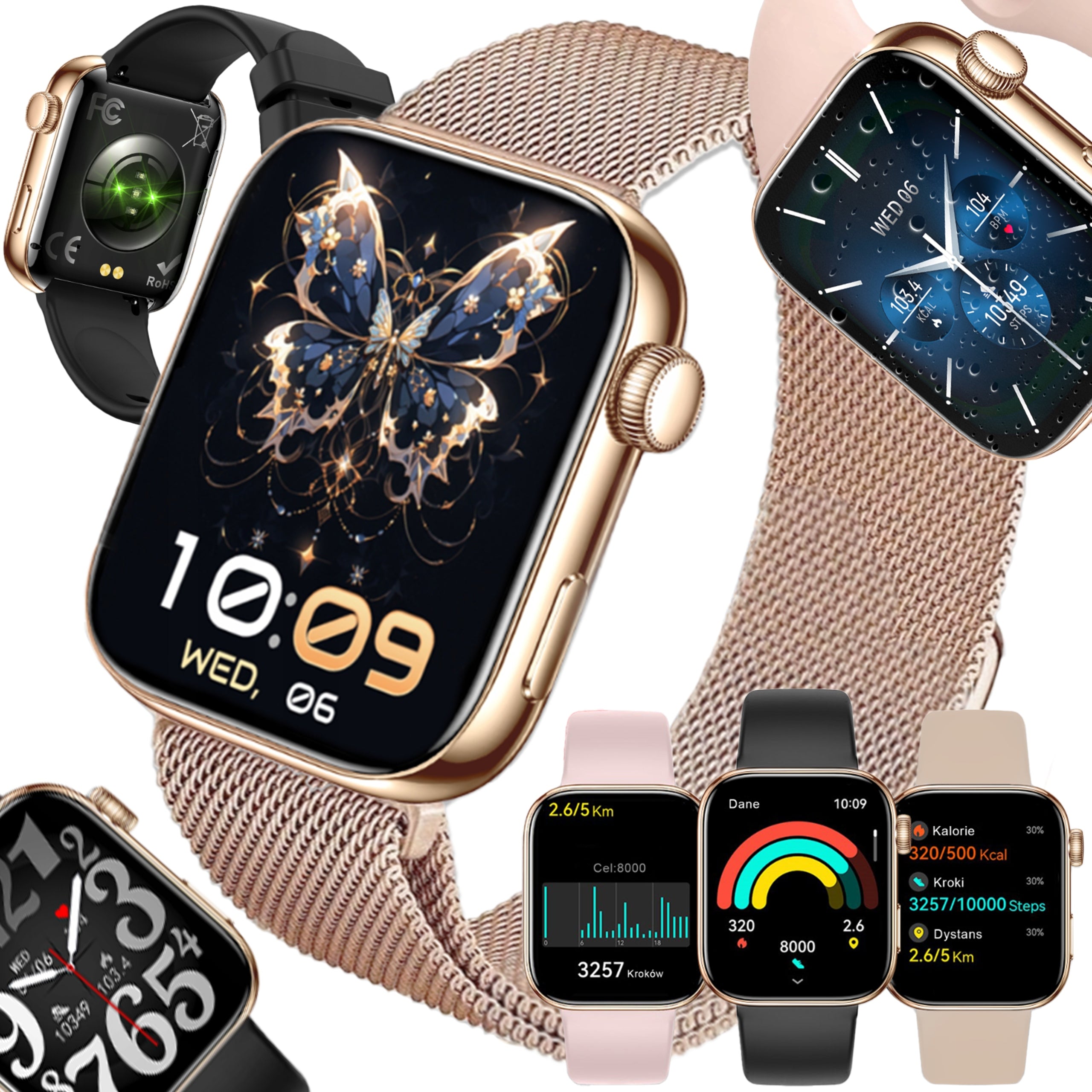 SMARTWATCH WOMEN'S WATCH TALK MENU PL HEALTH HD AMOLED 1,85" 4 STRIPES