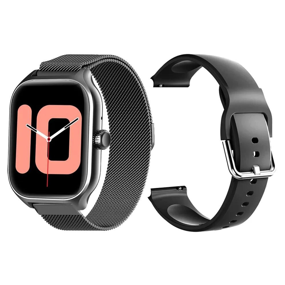 SMARTWATCH WOMEN'S WATCH TALK MENU PL METAL SMART WATCH BLACK 2 STRIPES Color black