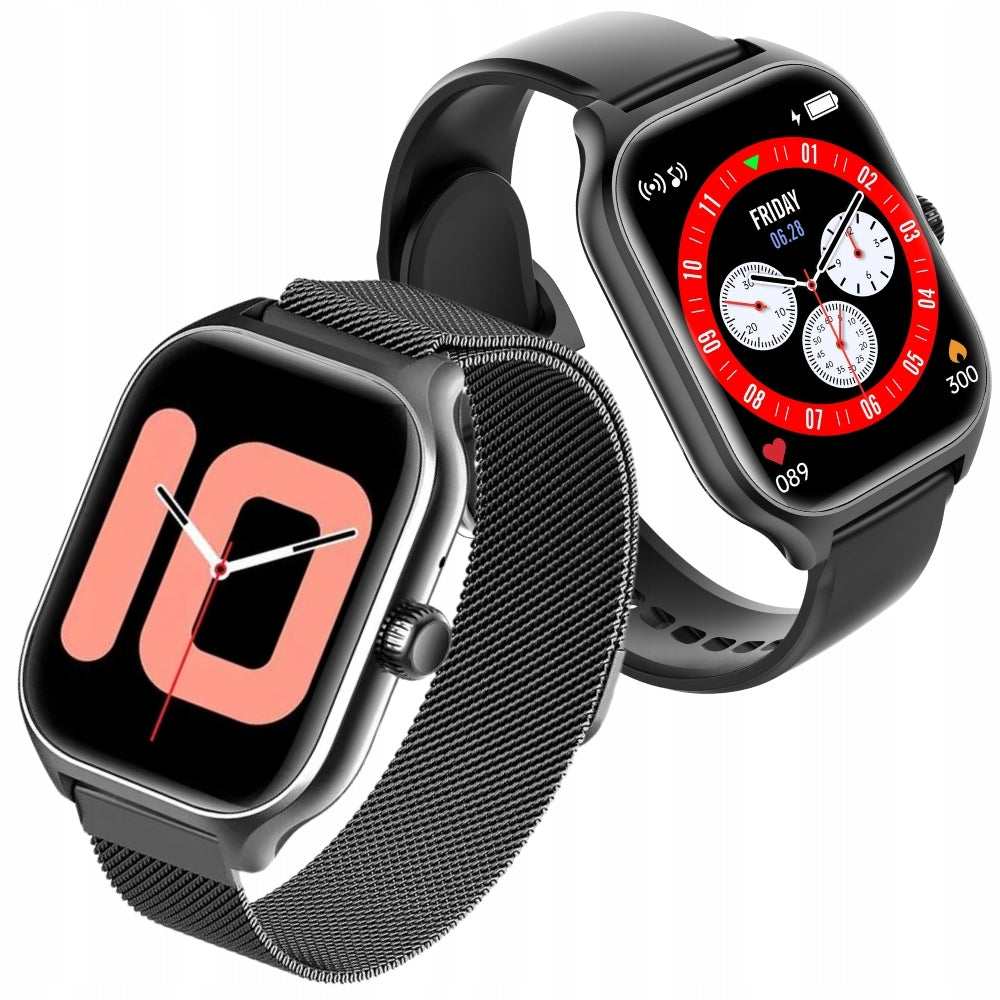 SMARTWATCH WOMEN'S WATCH TALK MENU PL METAL SMART WATCH BLACK 2 STRIPES