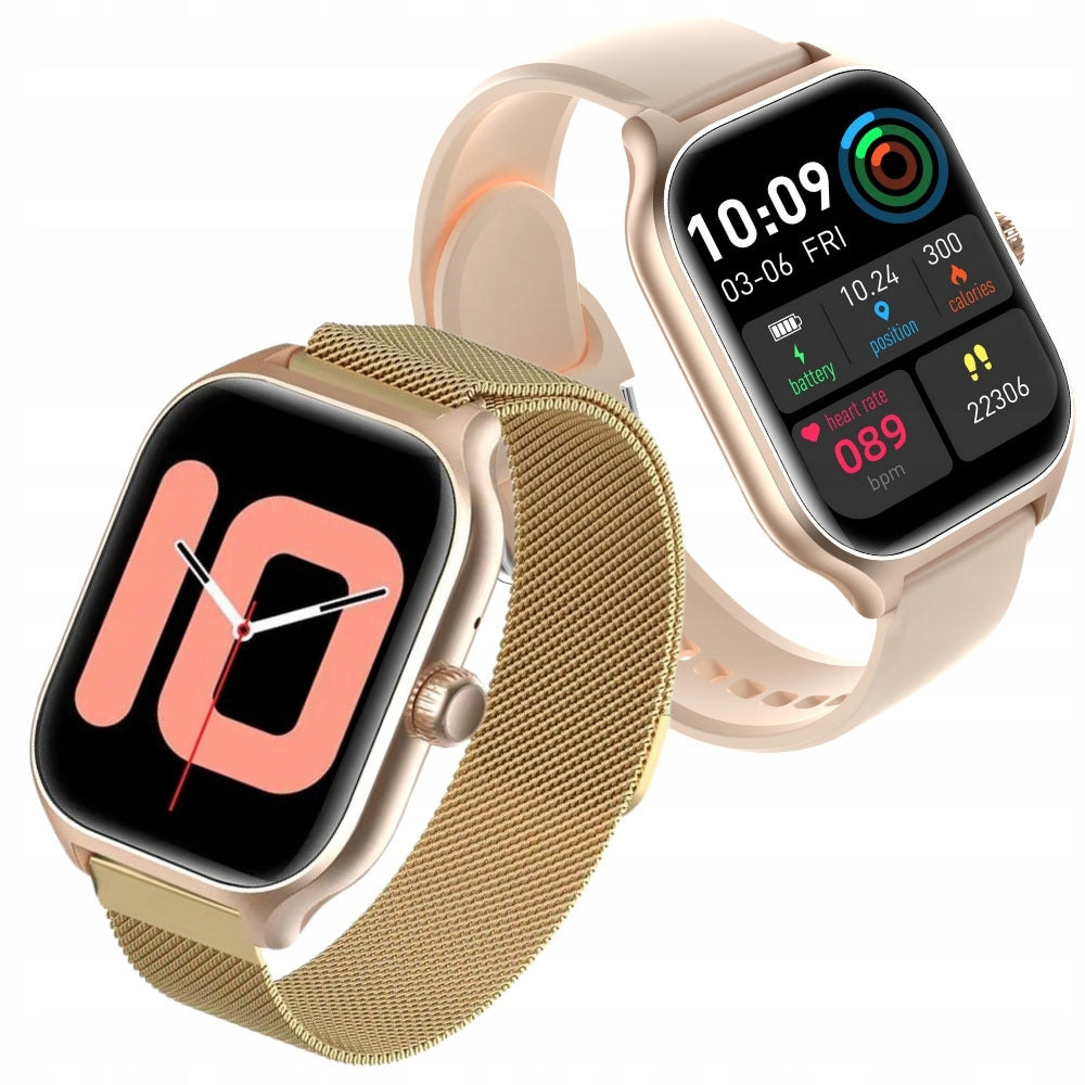 SMARTWATCH WOMEN'S WATCH TALK MENU PL METAL SMART WATCH GOLD 2 STRIPES