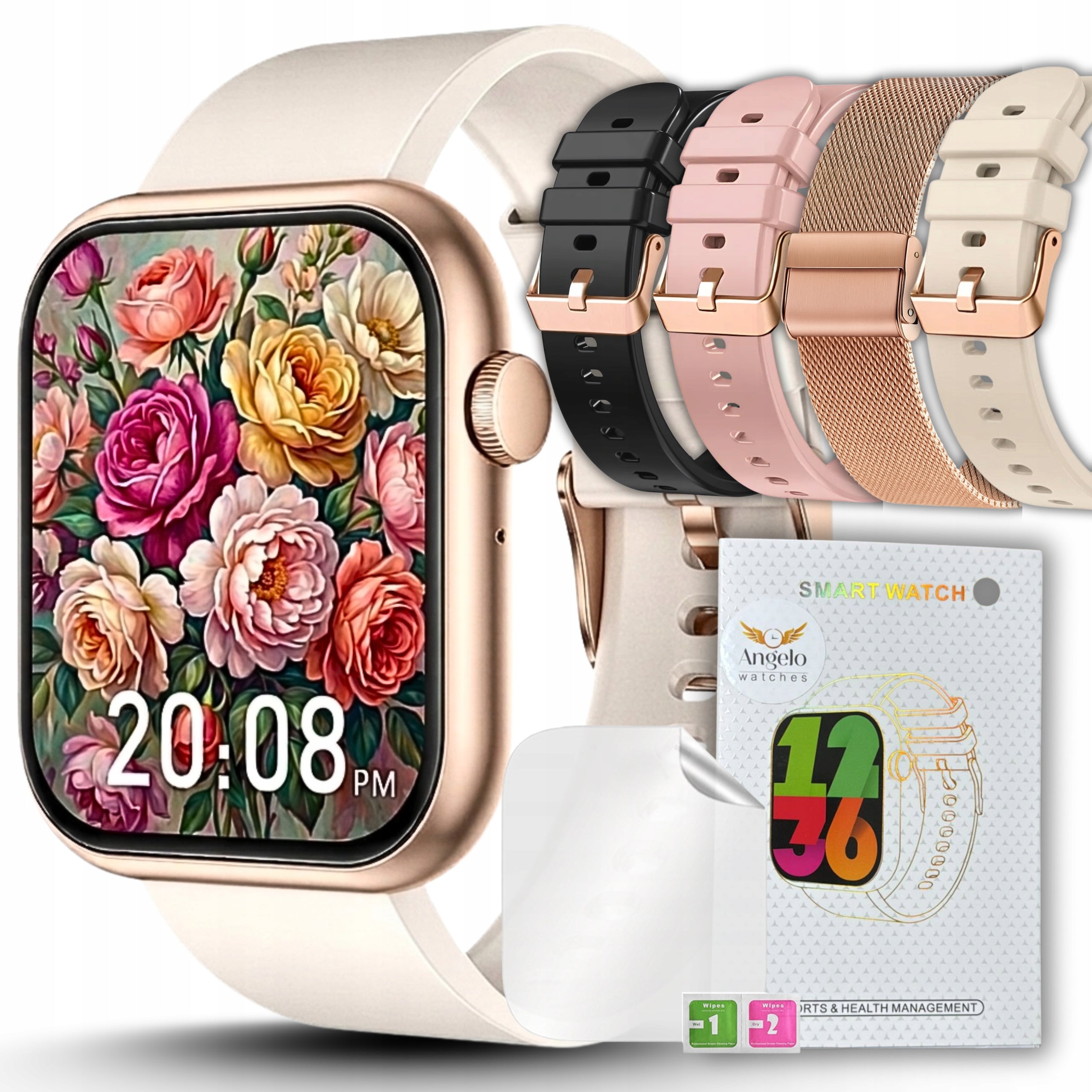 SMARTWATCH WOMEN'S WATCH TALK SMS SPORT HEALTH GOLD MENU PL + FREEBIE
