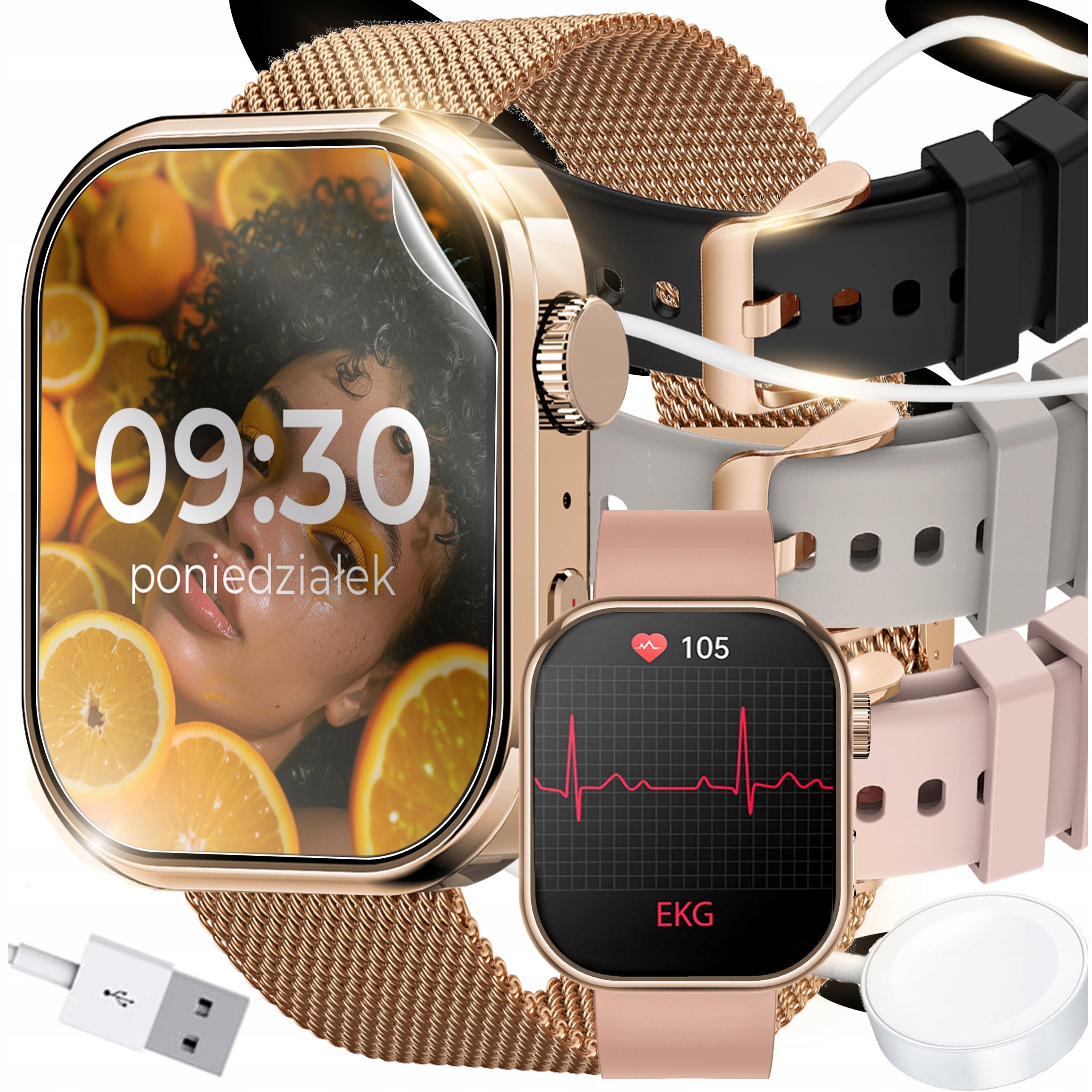 SMARTWATCH WOMEN'S WATCH TALK SPORT GOLD NOTIFICATIONS SUGAR EKG