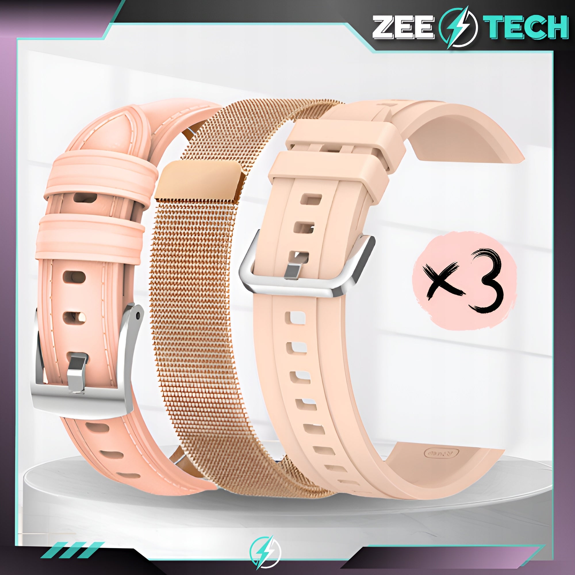 SMARTWATCH WOMEN'S WATCH TALK SUGAR MEASUREMENT PL MENU SPORT 3 STRIPES +GLASS Brand ZeeTech