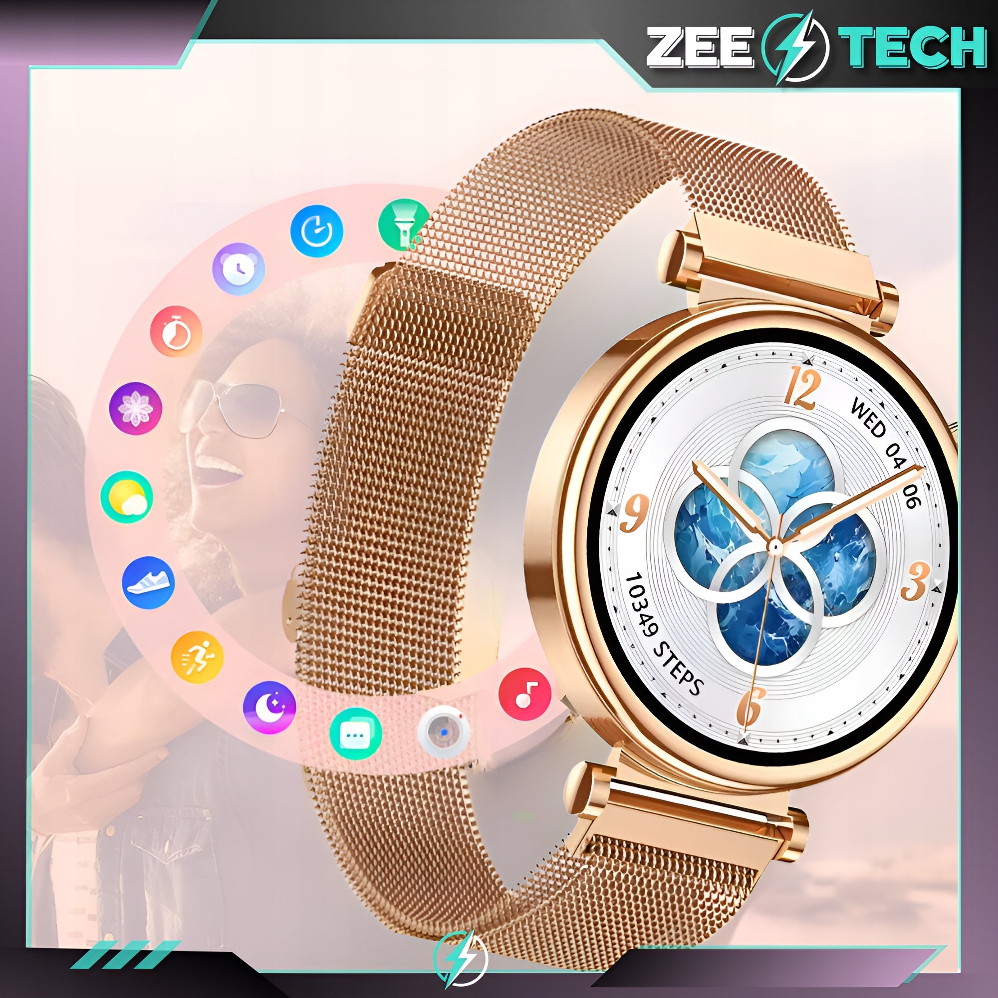 SMARTWATCH WOMEN'S WATCH TALK SUGAR MEASUREMENT PL MENU SPORT 3 STRIPES +GLASS Packaging status original