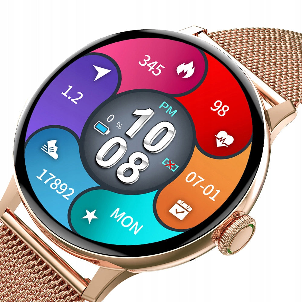 SMARTWATCH WOMEN'S WATCH WATERPROOF PL TALK MENU GOLD + 2 STRIPES Manufacturer code SW-DM76Be