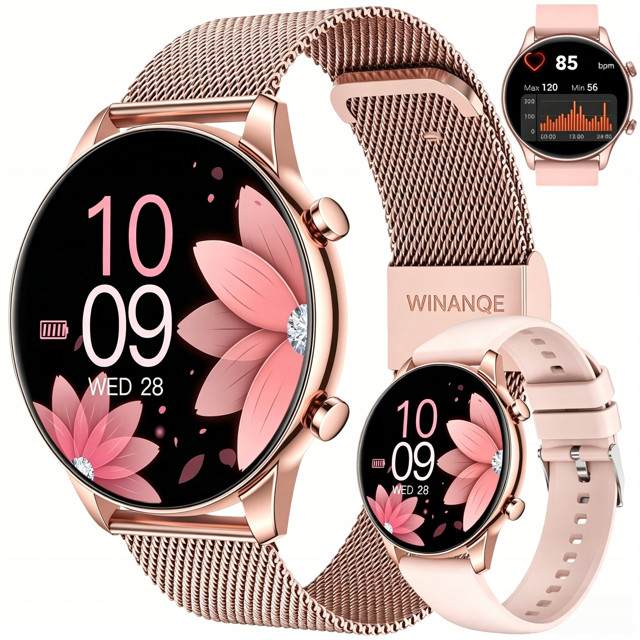 SMARTWATCH WOMEN'S WATCH WATERPROOF PL TALK MENU SMART WATCH + 2 STRIPES