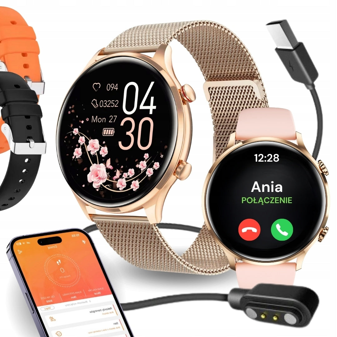 SMARTWATCH WOMEN'S WATCH WATERPROOF PL TALK MENU SMART WATCH + 4 STRIPES