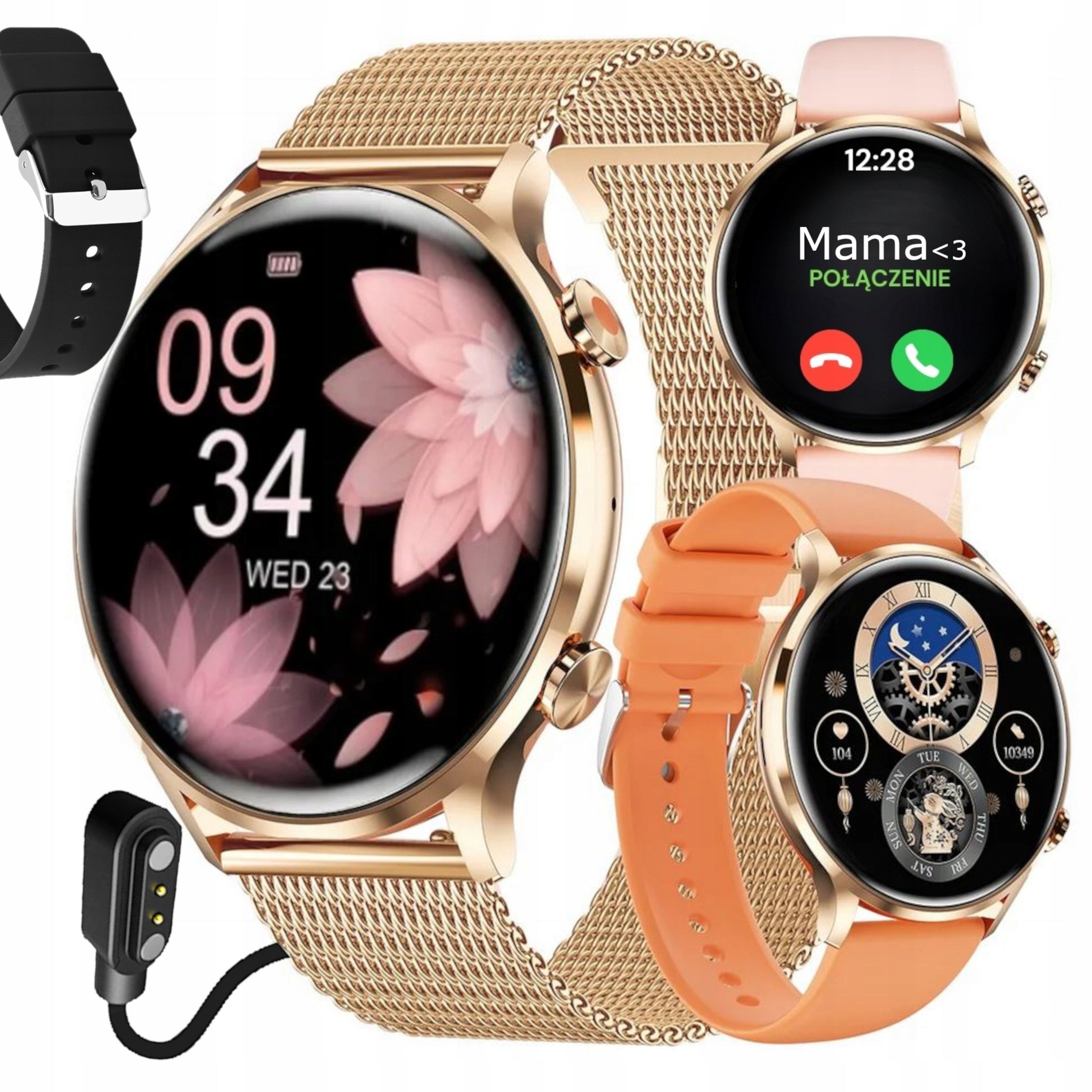 SMARTWATCH WOMEN'S WATCH WATERPROOF PL TALK MENU SMART WATCH + 4 STRIPES