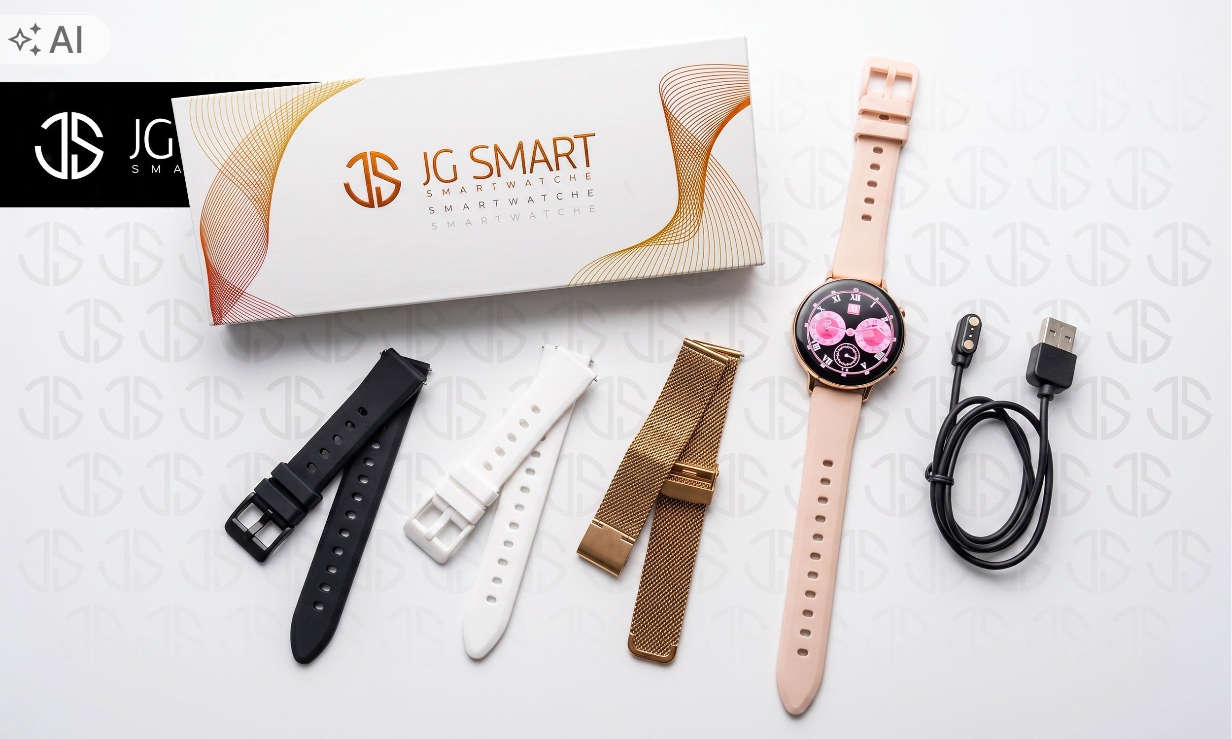 SMARTWATCH WOMEN'S WATCH WATERPROOF PRESSURE TALK MENU PL - 4 STRIPES Packaging status original