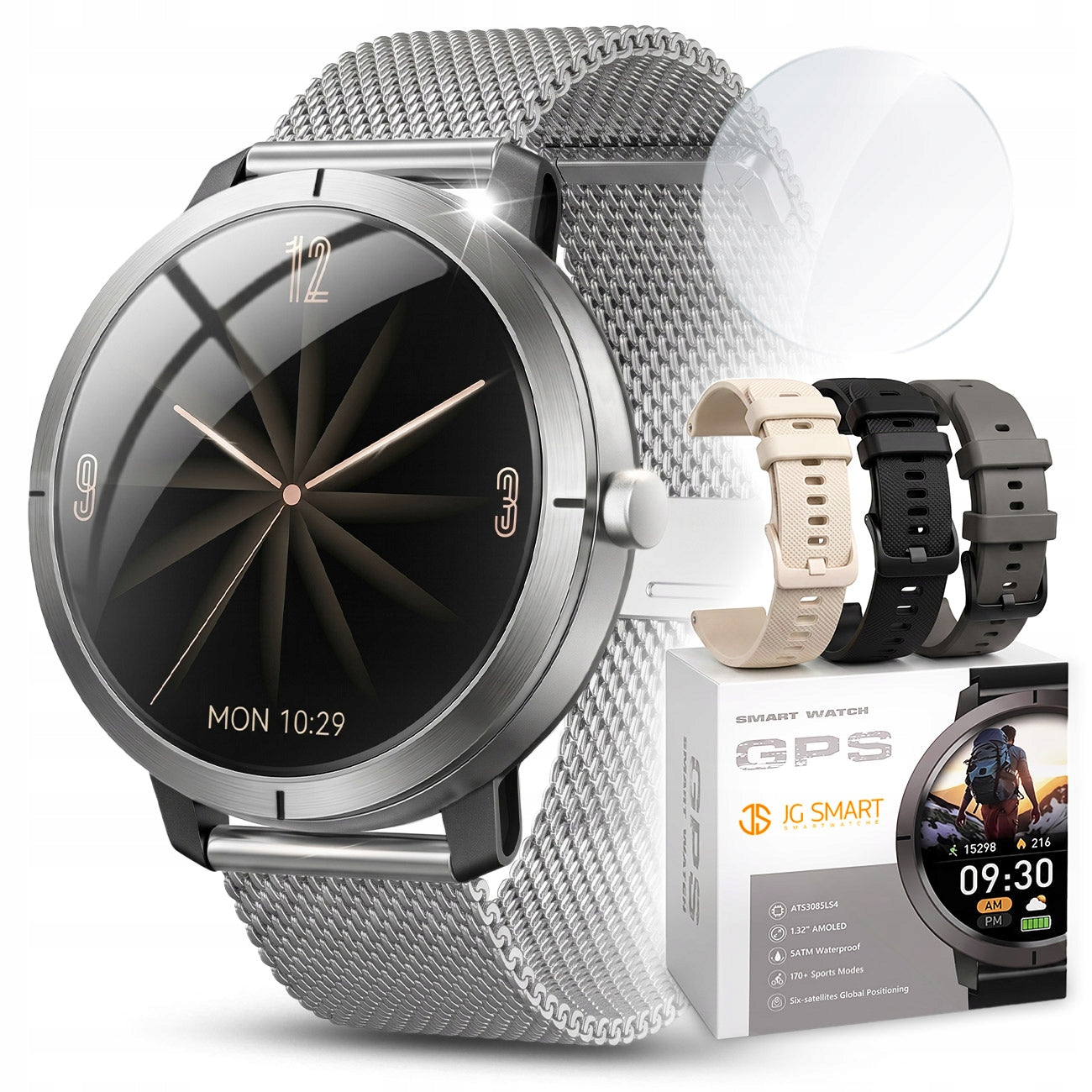 SMARTWATCH WOMEN'S WATERPROOF WATCH MENU PL GPS AMOLED PULSE SPORT 4 STRIPES
