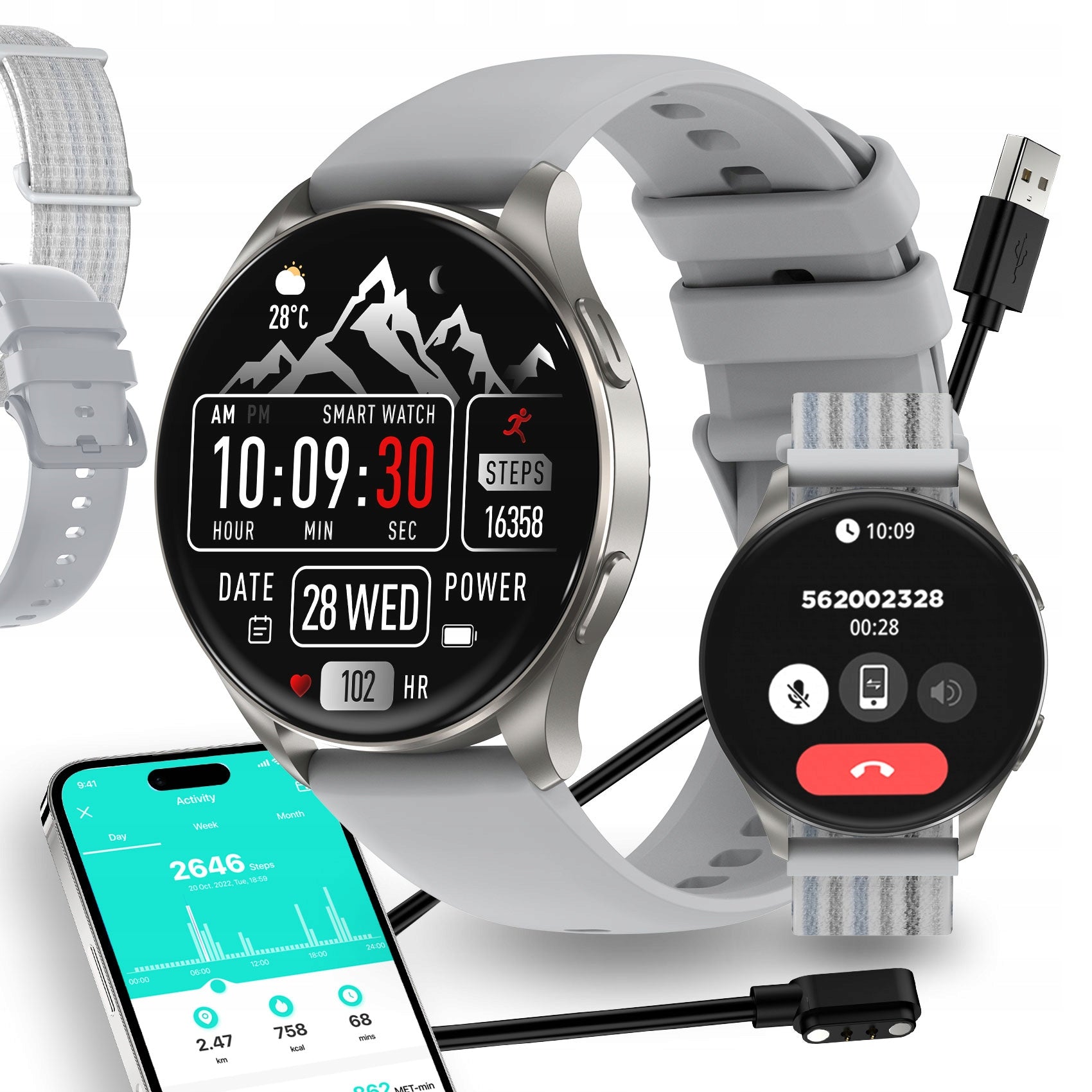 SMARTWATCH WOMEN'SWATCH SILVER CALLS NOTIFICATIONS SPORT MEN'S SMARTWATCH