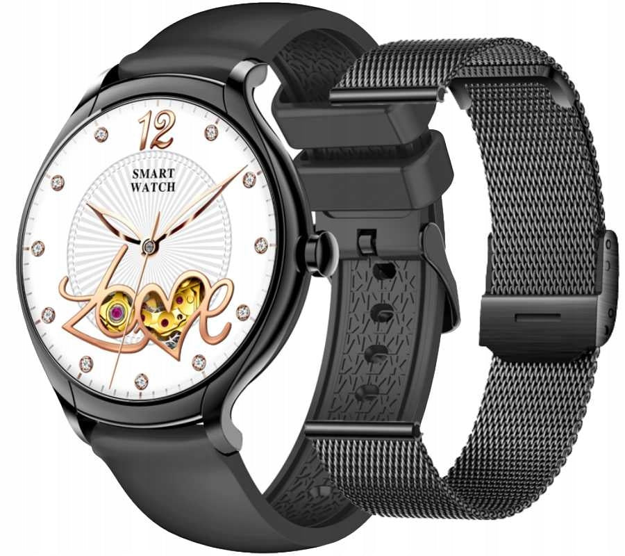 SMARTWATCH Women's Watch RECEIVING CALLS 2 STRIPS PL ECG PULS SMS BLACK Color black
